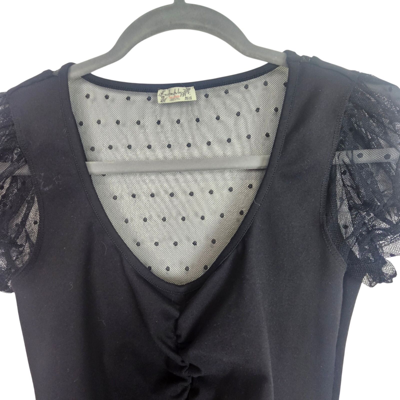 Free People Intimately Free People Womens Black Cinched Lace Top Size S Size S / US 4 / IT 40 - 2 Thumbnail