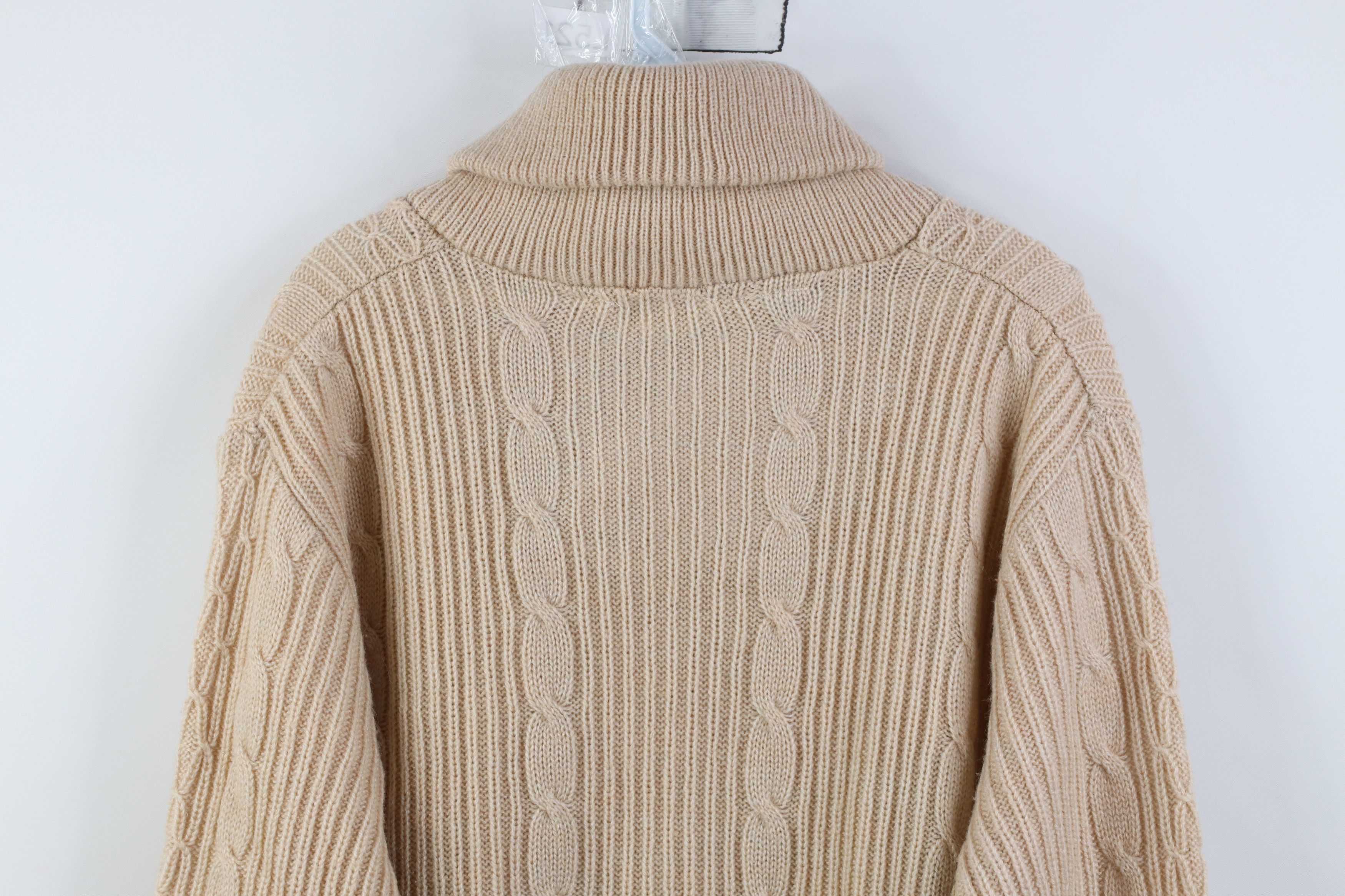 Vintage Vintage 70s Streetwear Cable Knit Fisherman Shawl Sweater Size US XL / EU 56 / 4 - 9 Thumbnail