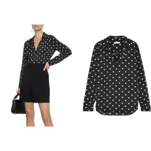 Equipment Equipment Adalyn Black Heart Print Button-Up Shirt Size S / US 4 / IT 40 - 6 Thumbnail