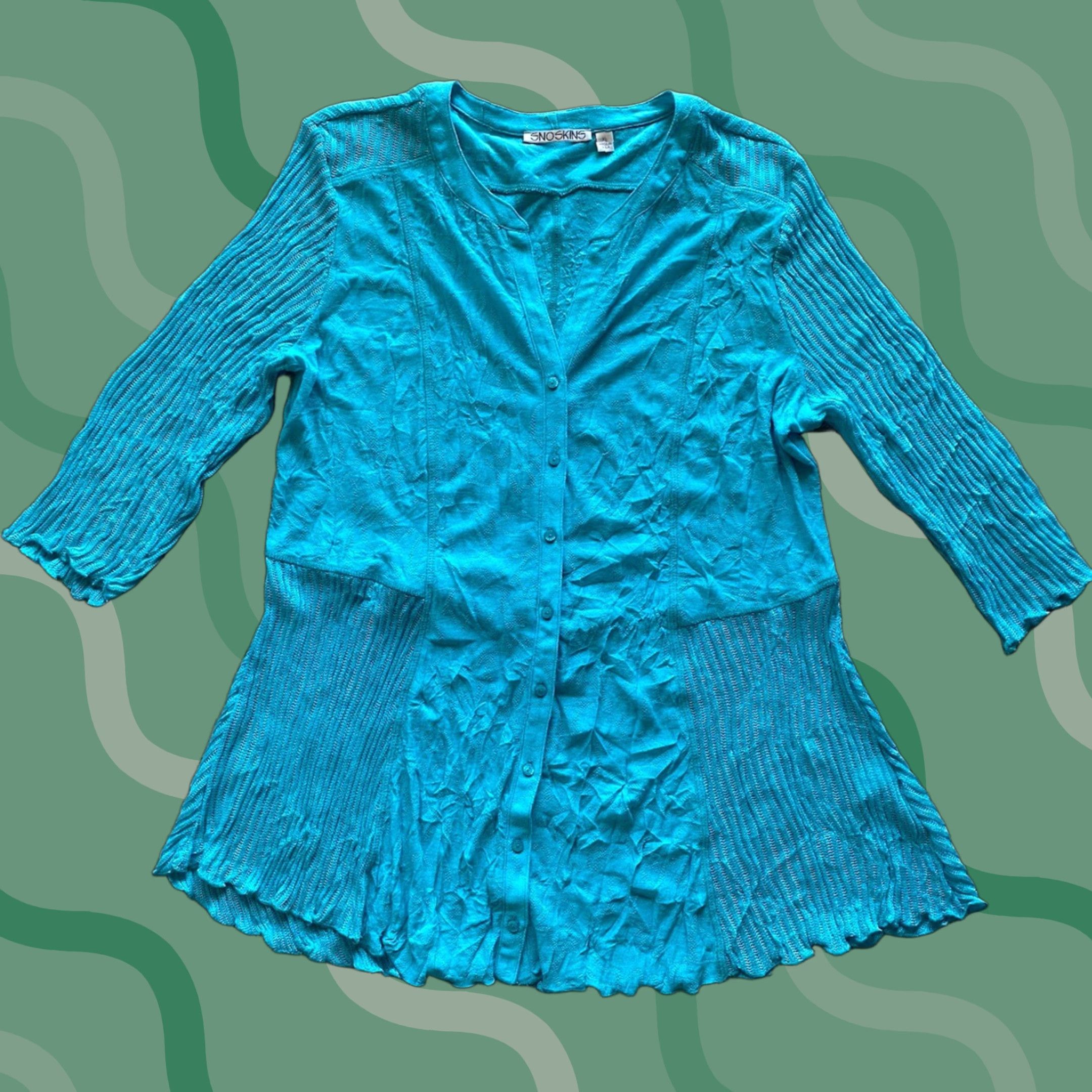 Vintage Sno Skins Cardigan Women NWT XL Turquoise Blue Made In USA Size XL / US 12-14 / IT 48-50 - 1 Thumbnail
