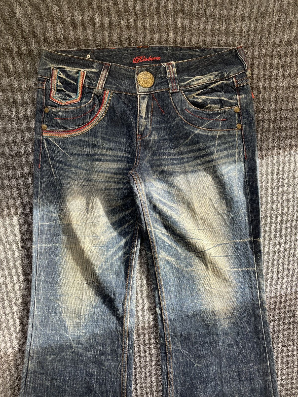 Japanese Brand Vintage Y2K Reobera Low Rise Boot Cut Distressed Flare Jeans Size 31" - 2 Thumbnail