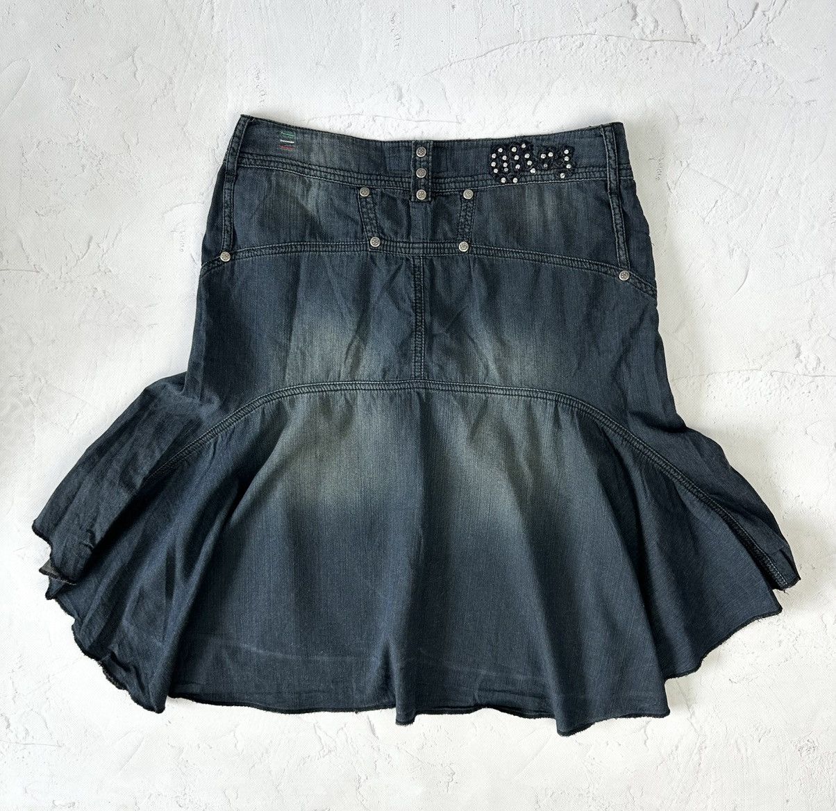 If Six Was Nine Vintage Flare Denim Skirt Size 28" / US 6 / IT 42 - 4 Thumbnail
