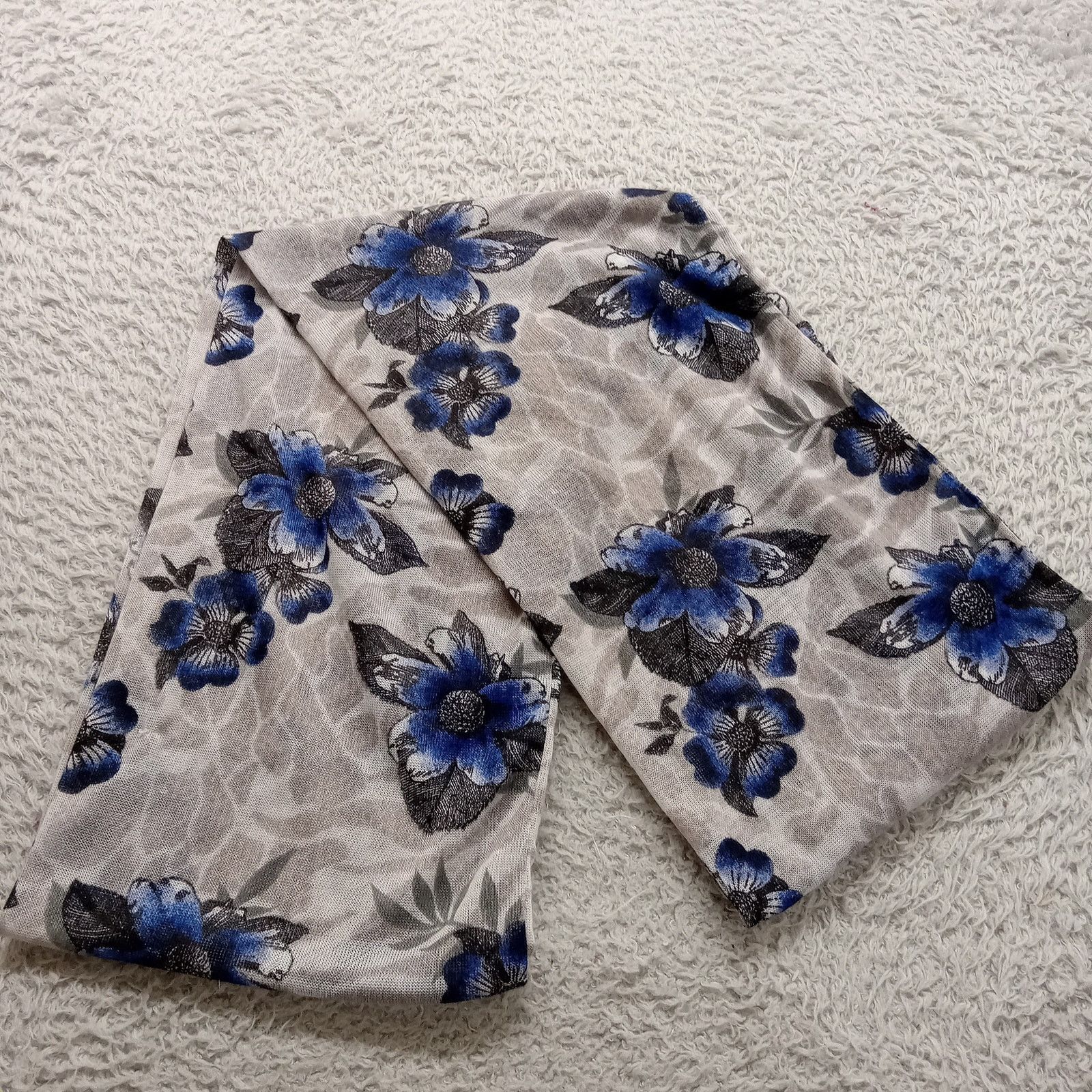 & Other Stories Woman's Scarf One Size Blue Grey Floral Polyester Size ONE SIZE - 2 Thumbnail