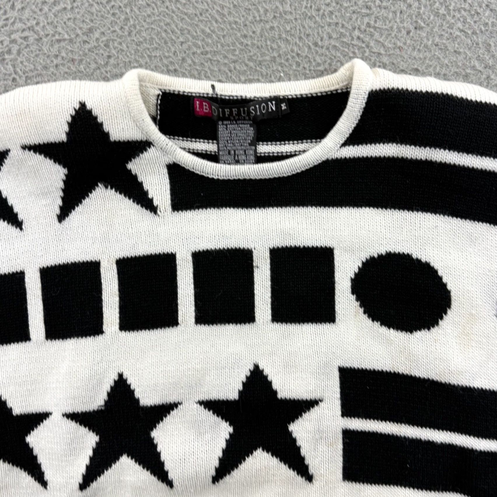 Vintage VINTAGE IB Diffusion Sweater Women Medium White Abstract 80s Rib Knit Pullover Size XL / US 12-14 / IT 48-50 - 3 Thumbnail