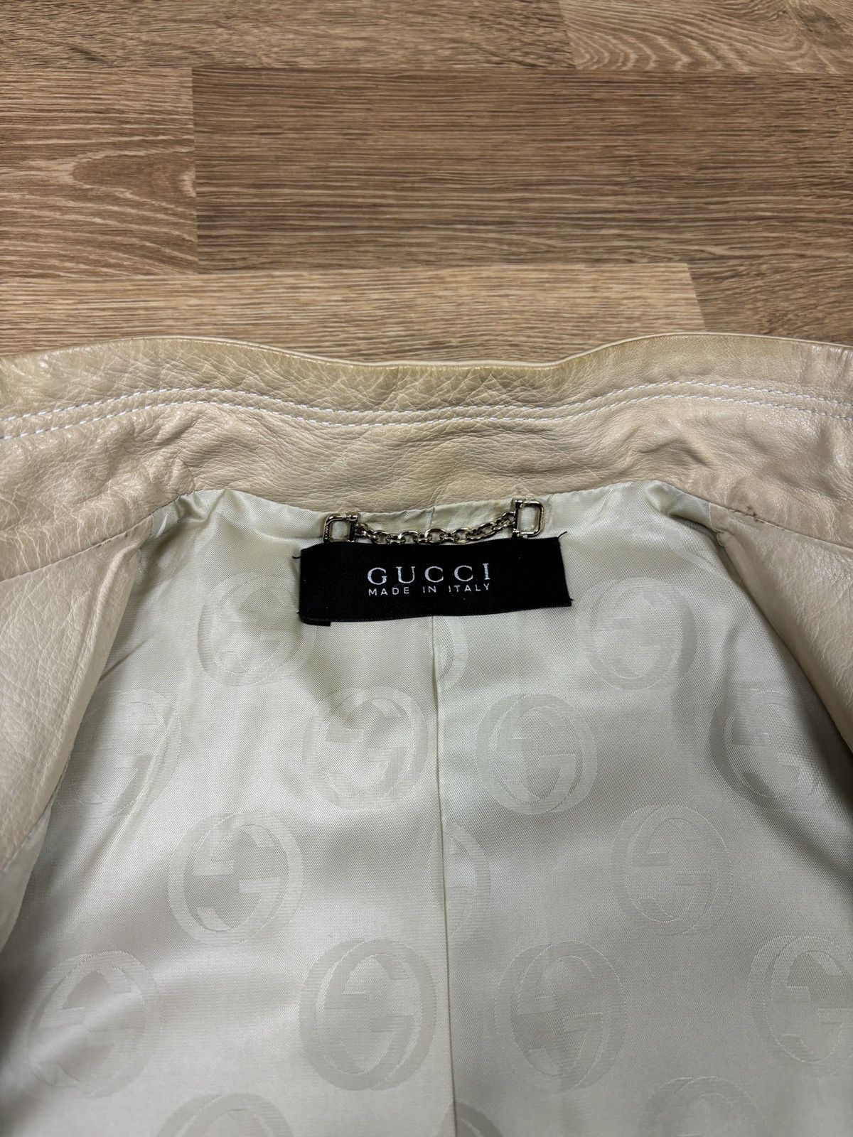 Gucci Gucci 2000s Cream Leather Coat Size S / US 4 / IT 40 - 8 Thumbnail