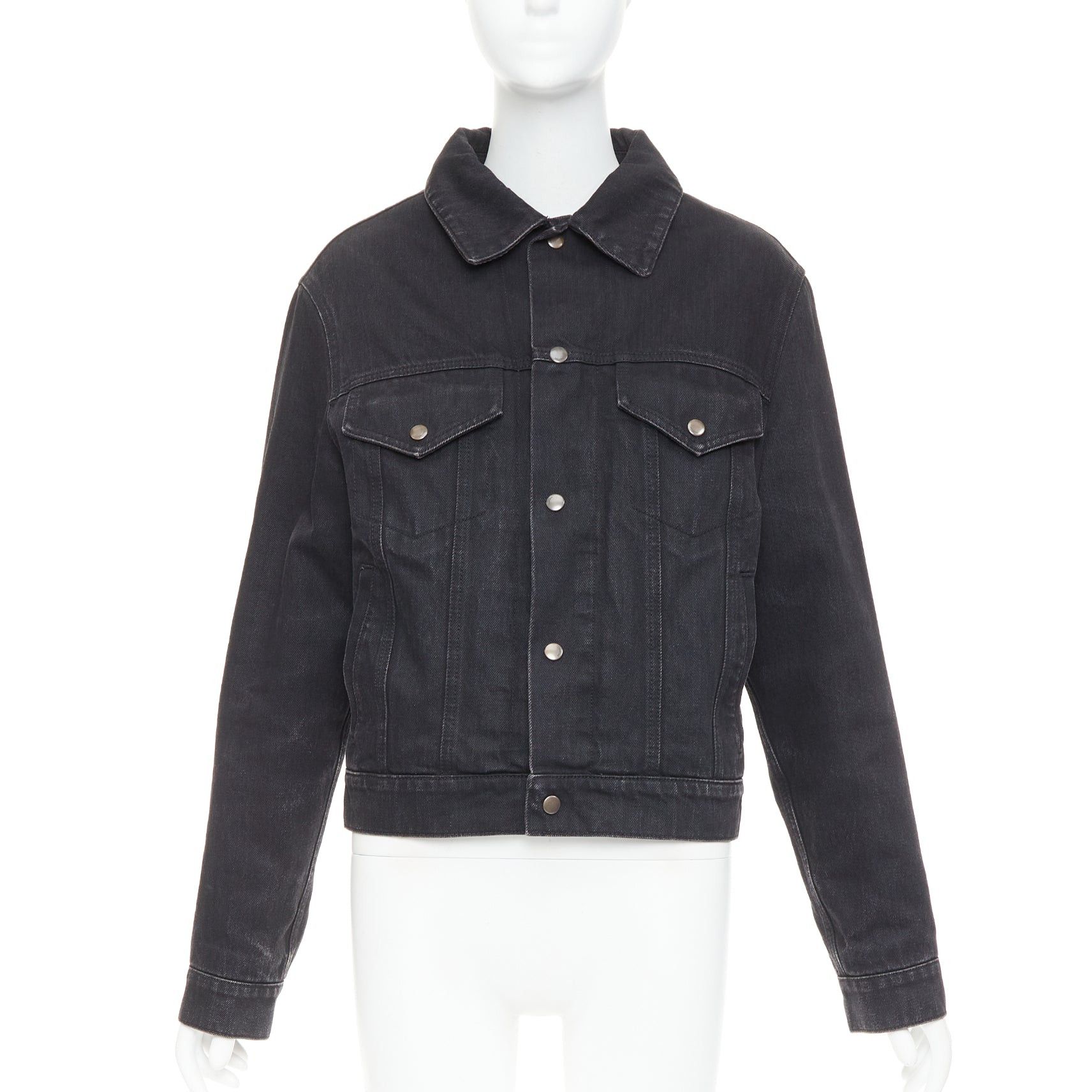 Saint Laurent Paris SAINT LAURENT 2018 black classic washed denim snap buttons trucker jacket M Size M / US 6-8 / IT 42-44 - 1 Thumbnail