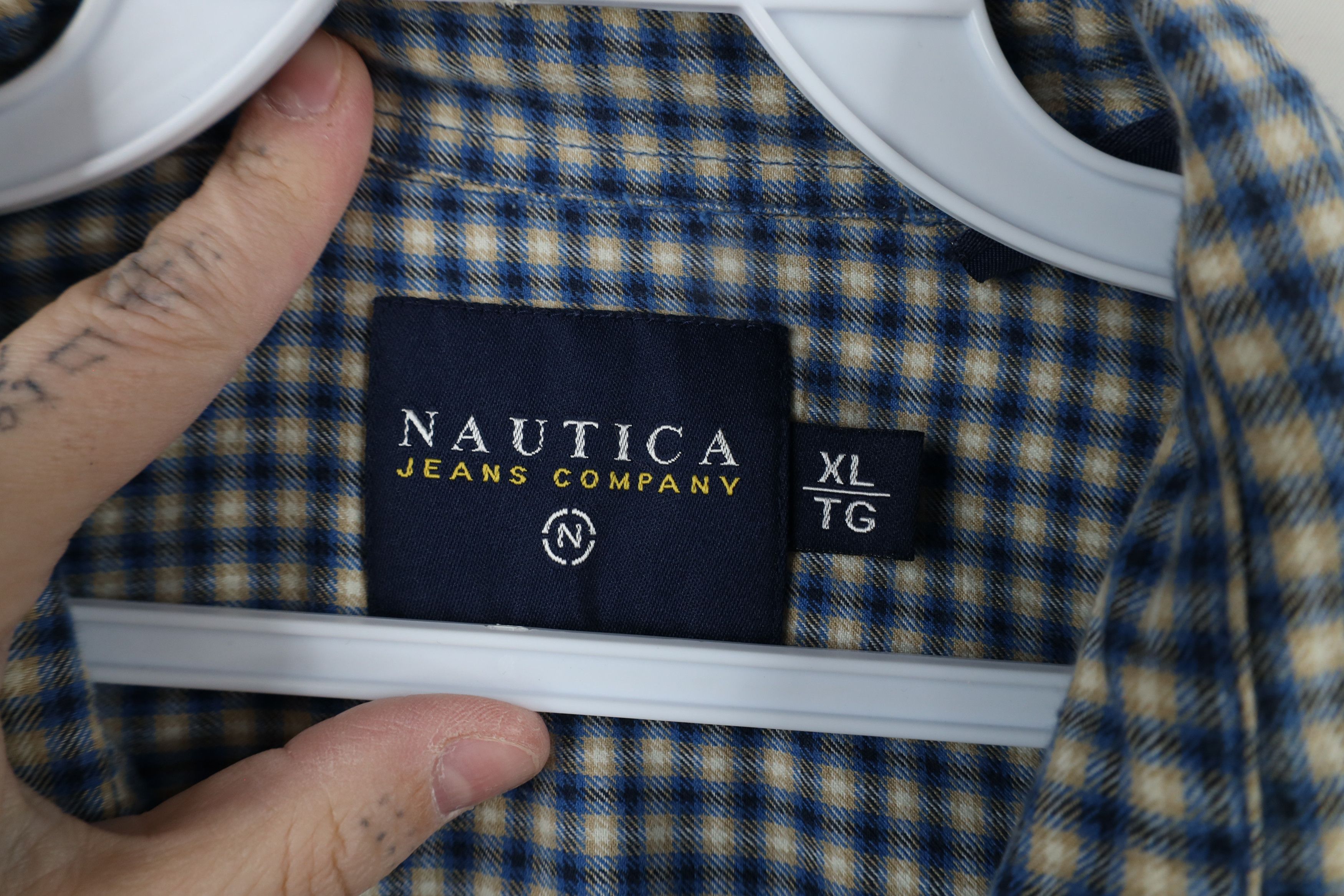 Nautica × Vintage Vintage 90s Nautica Flannel Collared Button Shirt Plaid Size US XL / EU 56 / 4 - 8 Thumbnail