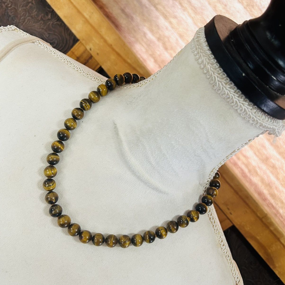 Handmade Handcrafted genuine stone tigers eye beaded necklace Size ONE SIZE - 1 Thumbnail