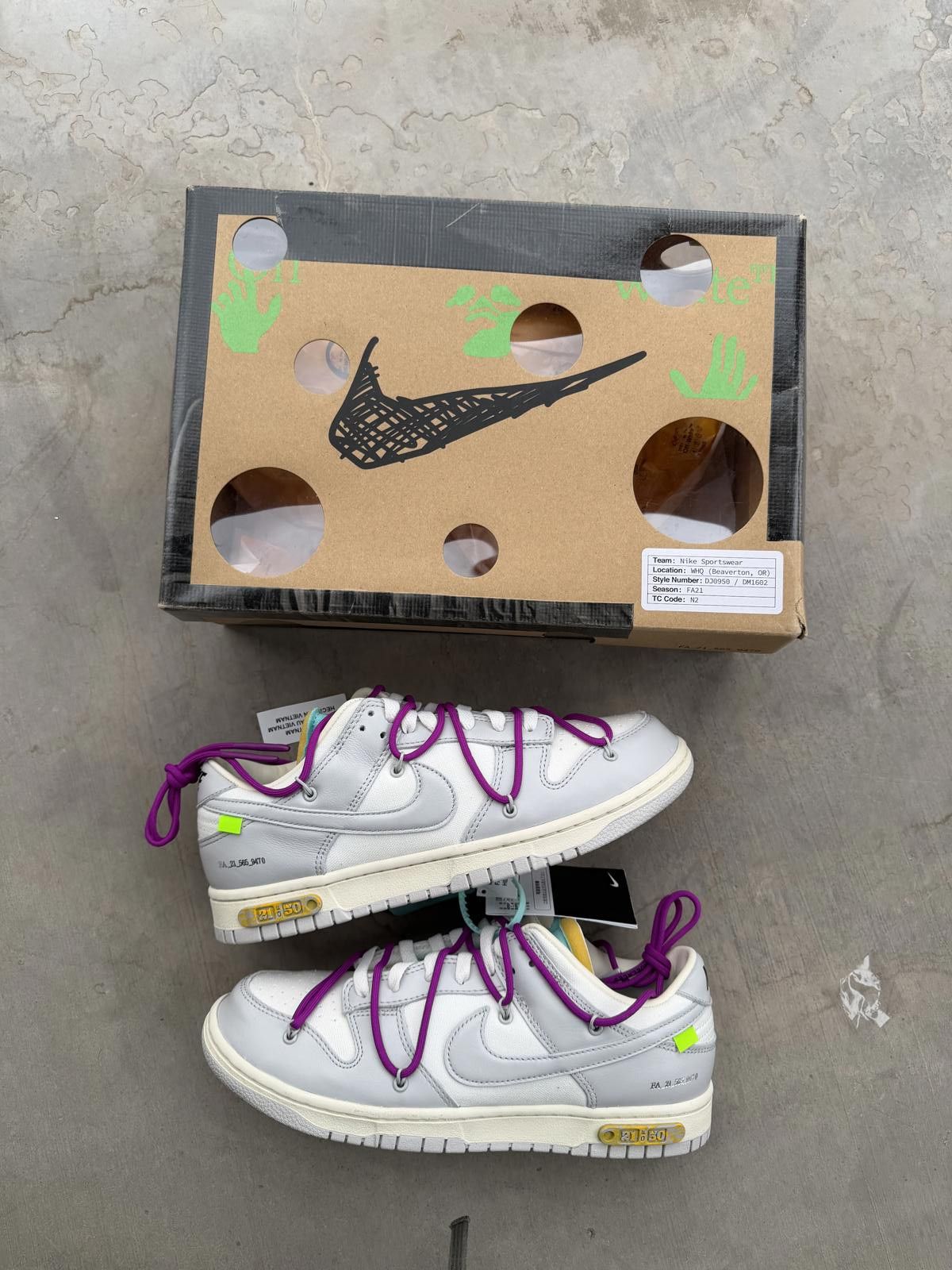 Nike Nike Dunk Low Off-White Lot 21 Size 10 DS OG All Size US 10 / EU 43 - 1 Thumbnail