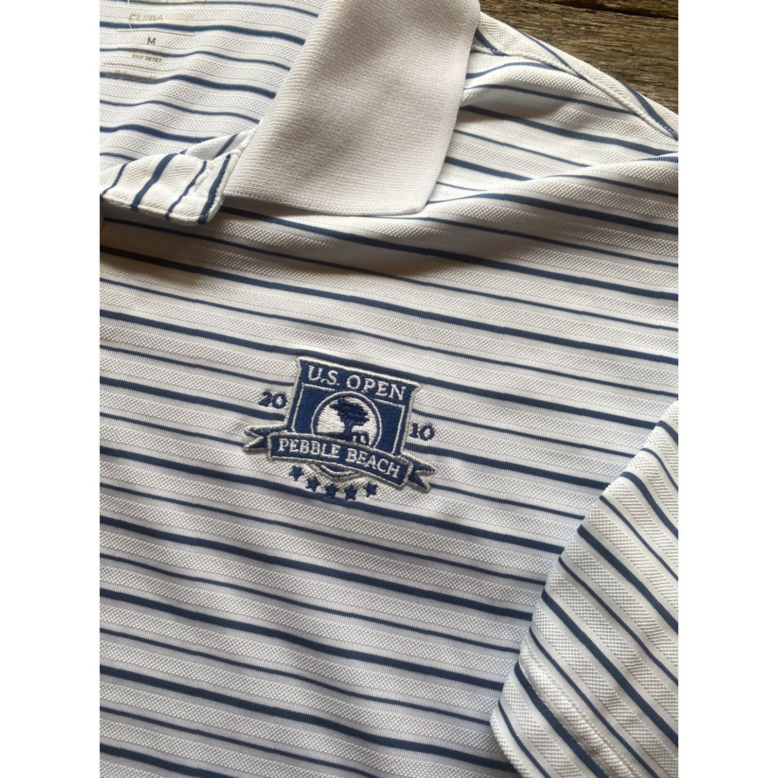 Adidas Adidas Climalite Mens Medium Pebble Beach US Open Short Sleeve Sreiped Size US 31 - 4 Thumbnail