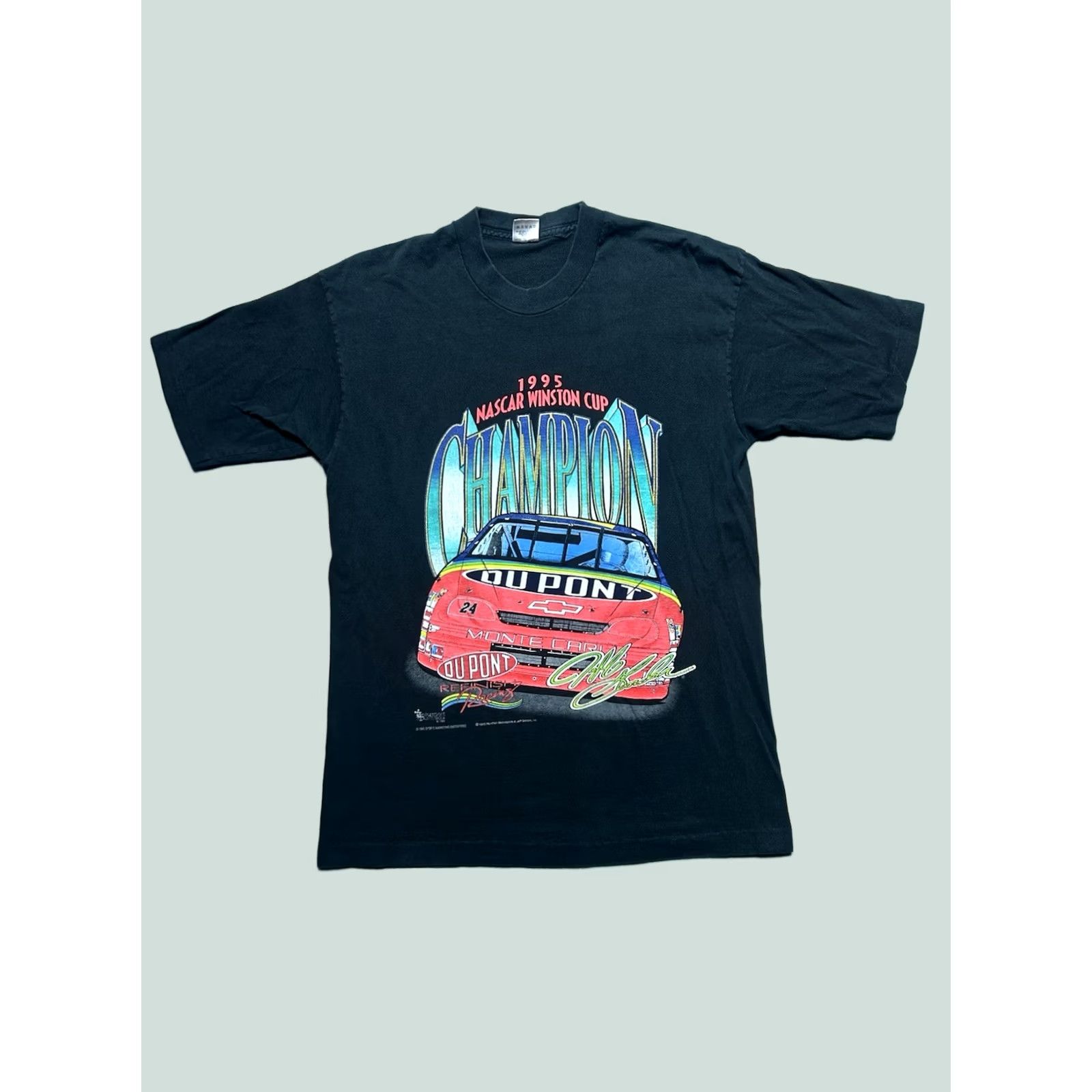 Vintage VINTAGE 90s T SHIRT NASCAR Jeff Gordon Winston Cup 1995 Single Stitch Large Black Mens T-Shirt (L) Size US L / EU 52-54 / 3 - 1 Thumbnail