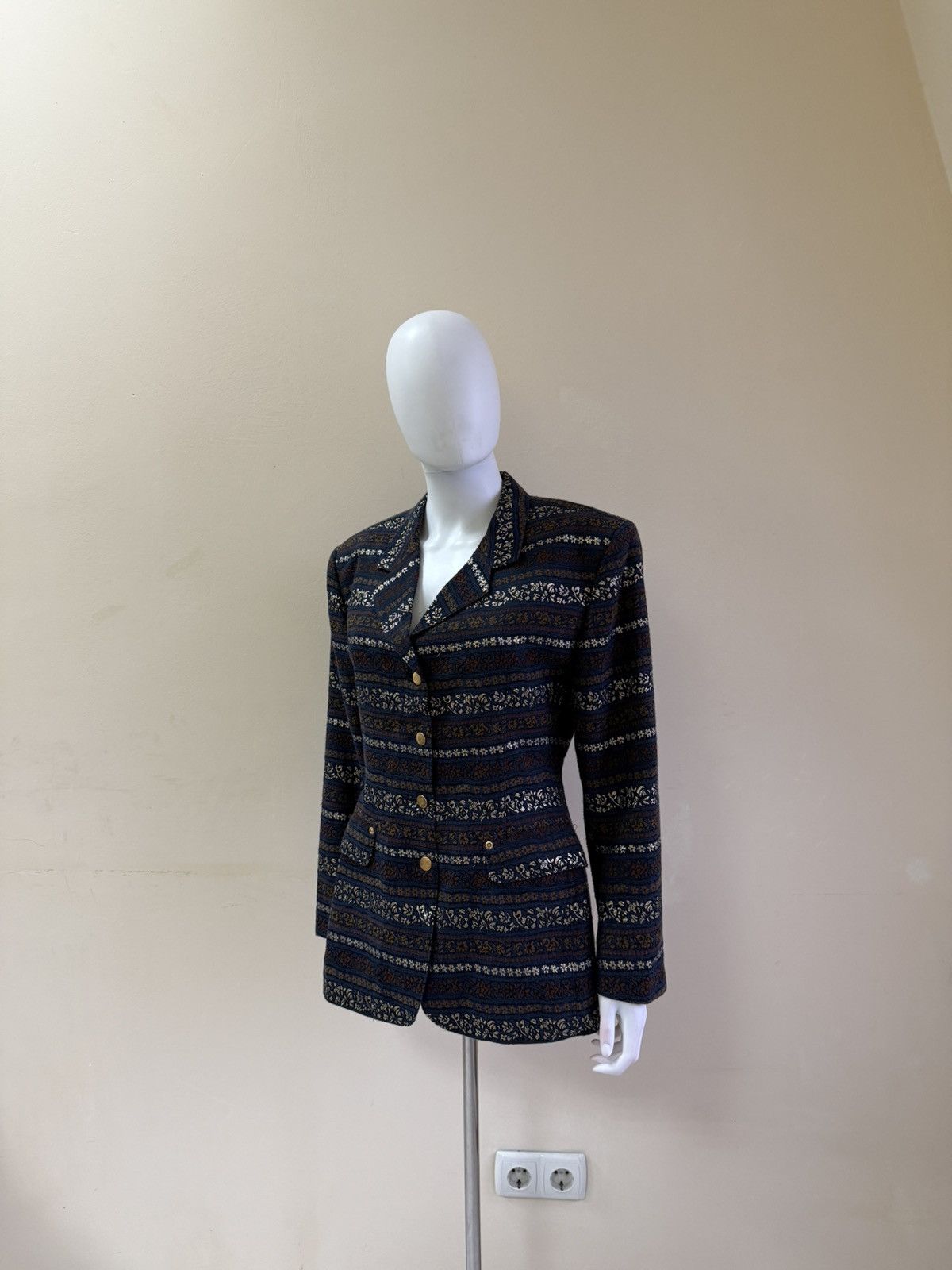 Jean Paul Gaultier Vintage 1990s Junior Gaultier Striped Floral Blazer Jacket Size L / US 10 / IT 46 - 10 Thumbnail