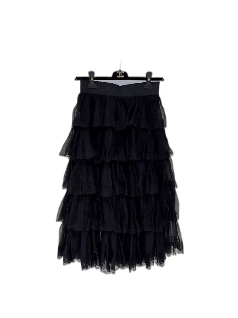 Dolce & Gabbana Dolce & Gabbana Black Ruffled Lace Skirt Size 36" / US 14 / IT 50 - 1 Thumbnail