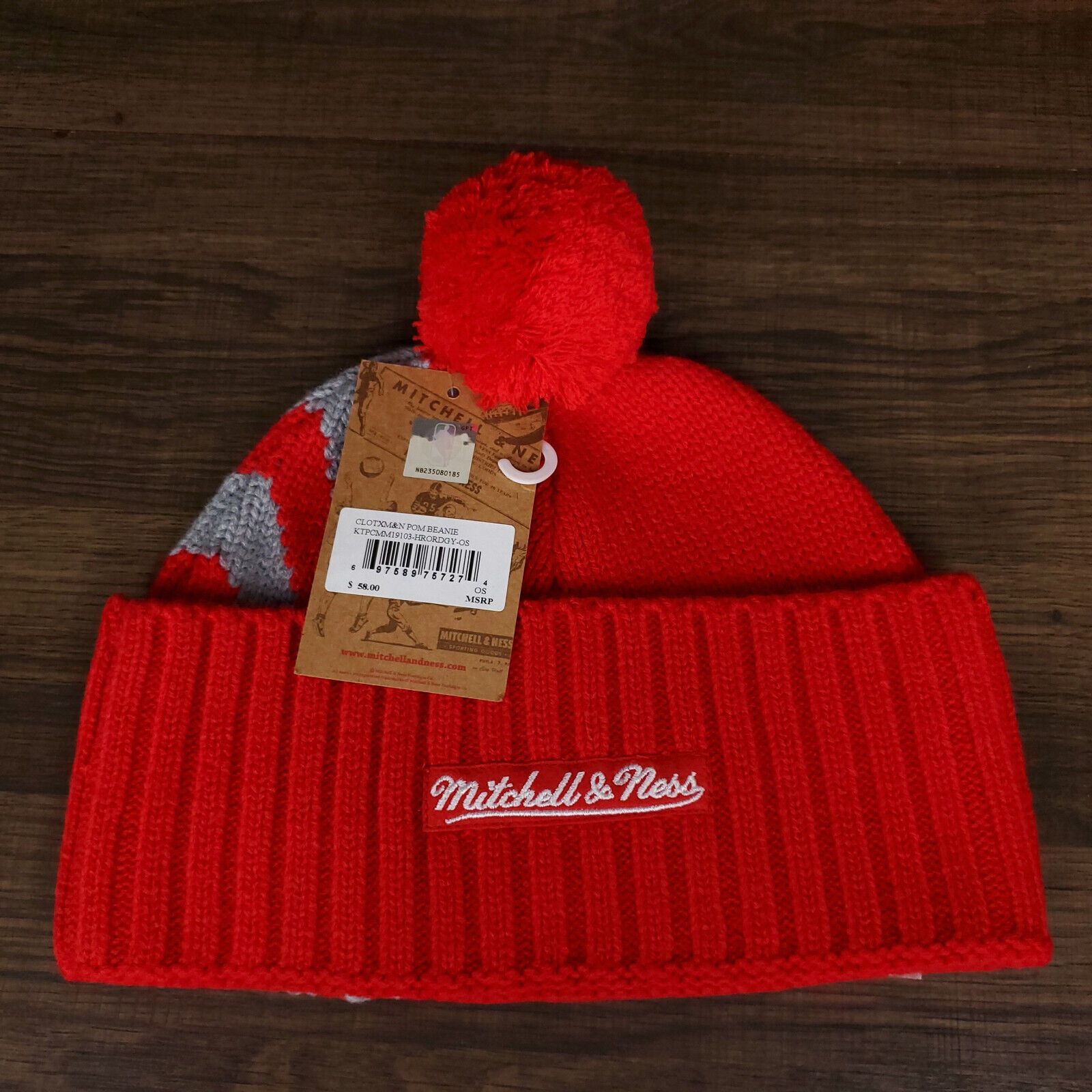 CLOT × Mitchell & Ness CLOT x Houston Rockets Mitchell & Ness NBA Cuff Knit Beanie Size ONE SIZE - 5 Thumbnail
