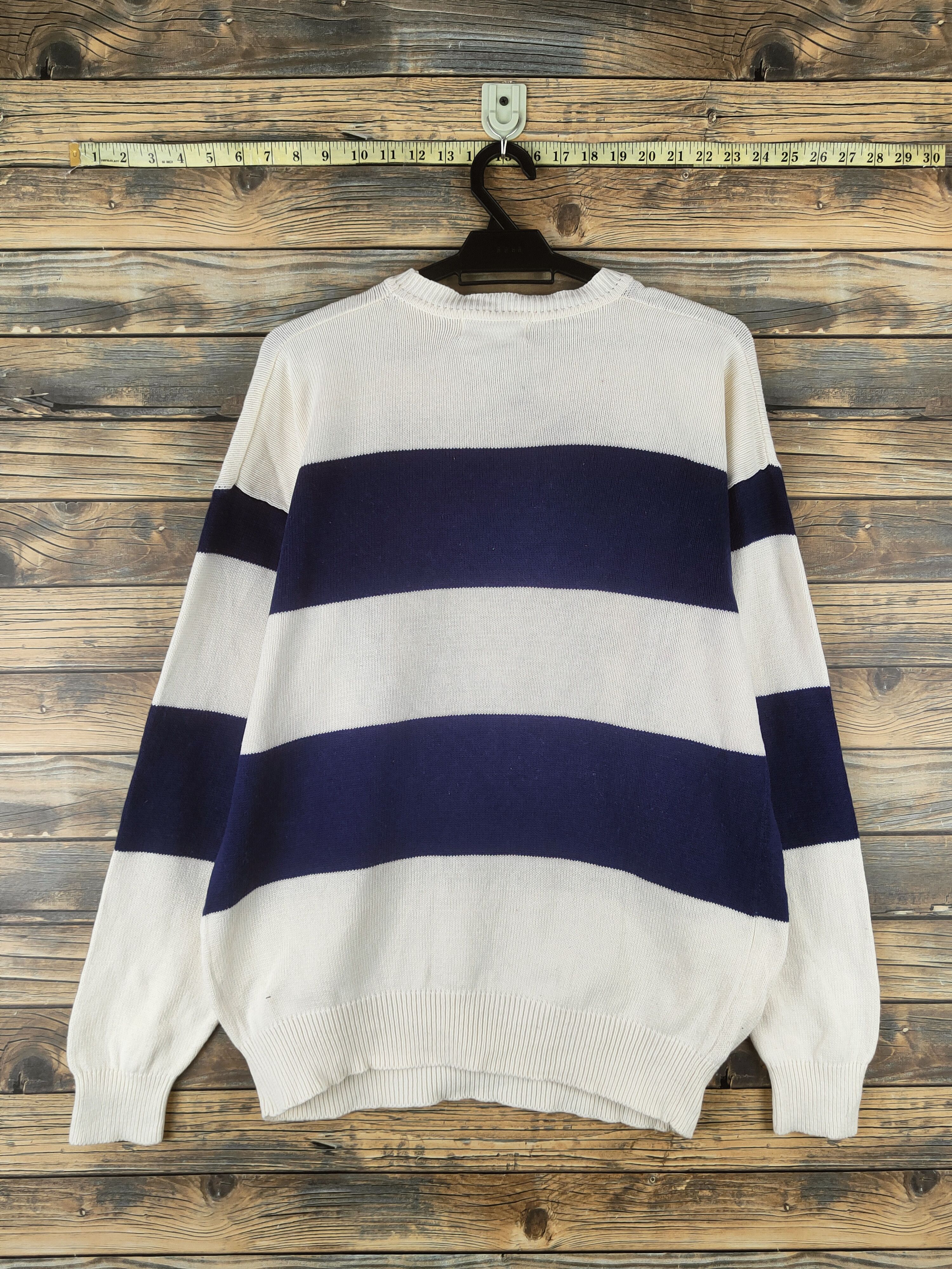 Japanese Brand DL Pno Vanlia Ivory Navy Knitwear Sweatshirts #46-127 Size US L / EU 52-54 / 3 - 7 Thumbnail
