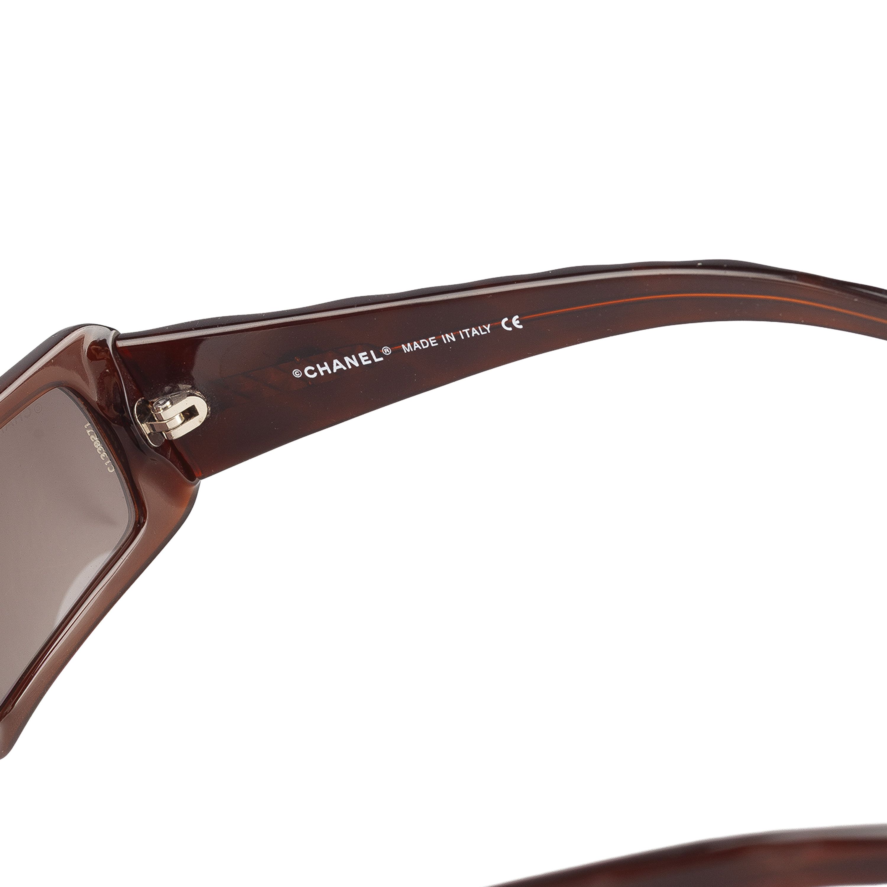 Chanel Sunglasses 5031 c.502/93 Havana Tortoise Sterling Silver w/ Brown Lenses Chanel 5046 Brown Rectangle Quilted Padded Arms Sunglasses main image 3