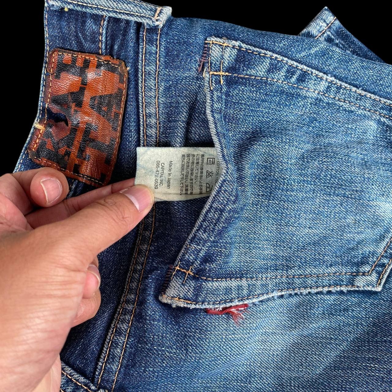 Kapital VINTAGE KAPITAL BY KIRO HIRATA FADED BLUE LOWRISE SLIMFIT Size US 27 - 15 Thumbnail