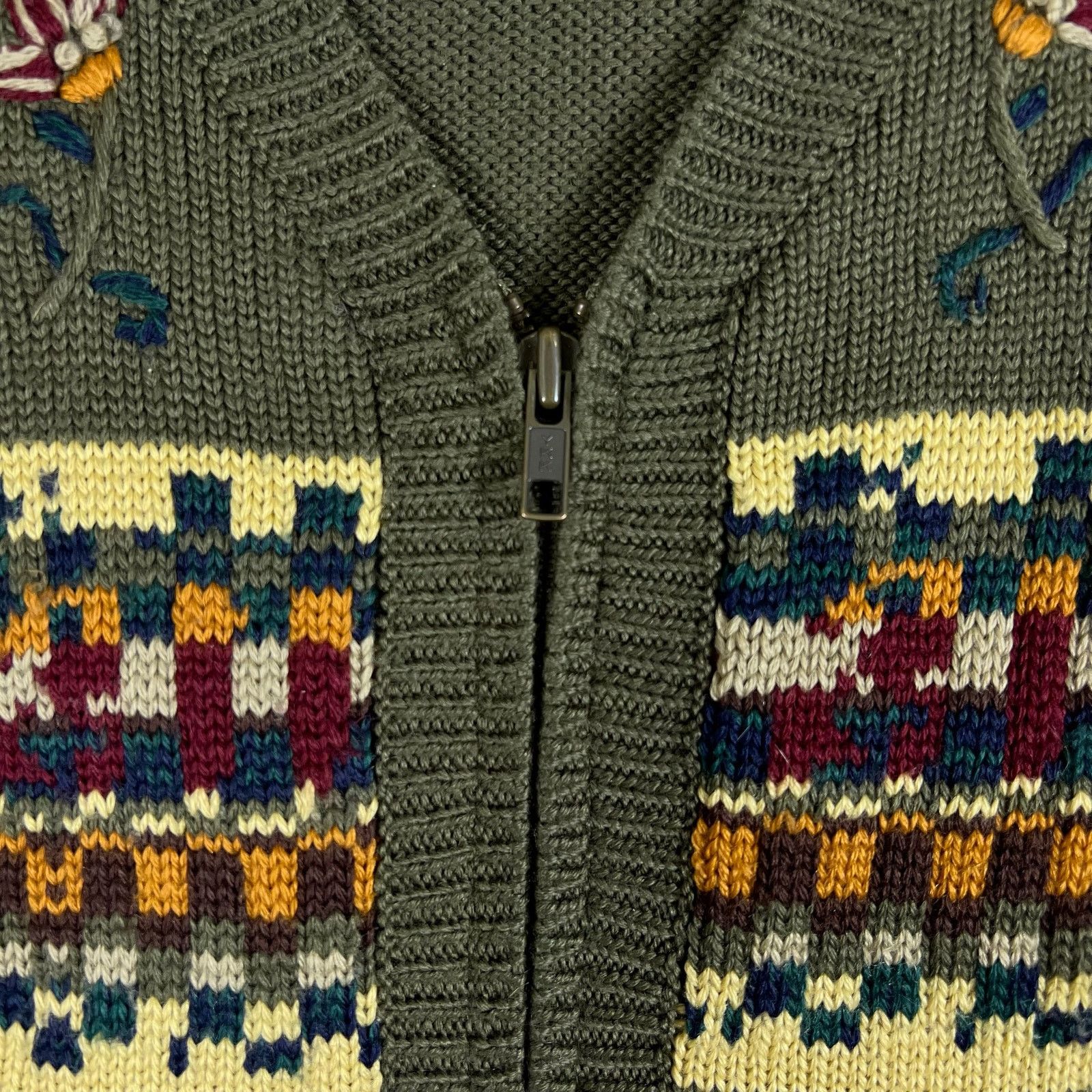 Vintage Vintage Embroidered Knit Vest XL Olive Floral Granny Cottage Size XL / US 12-14 / IT 48-50 - 9 Thumbnail