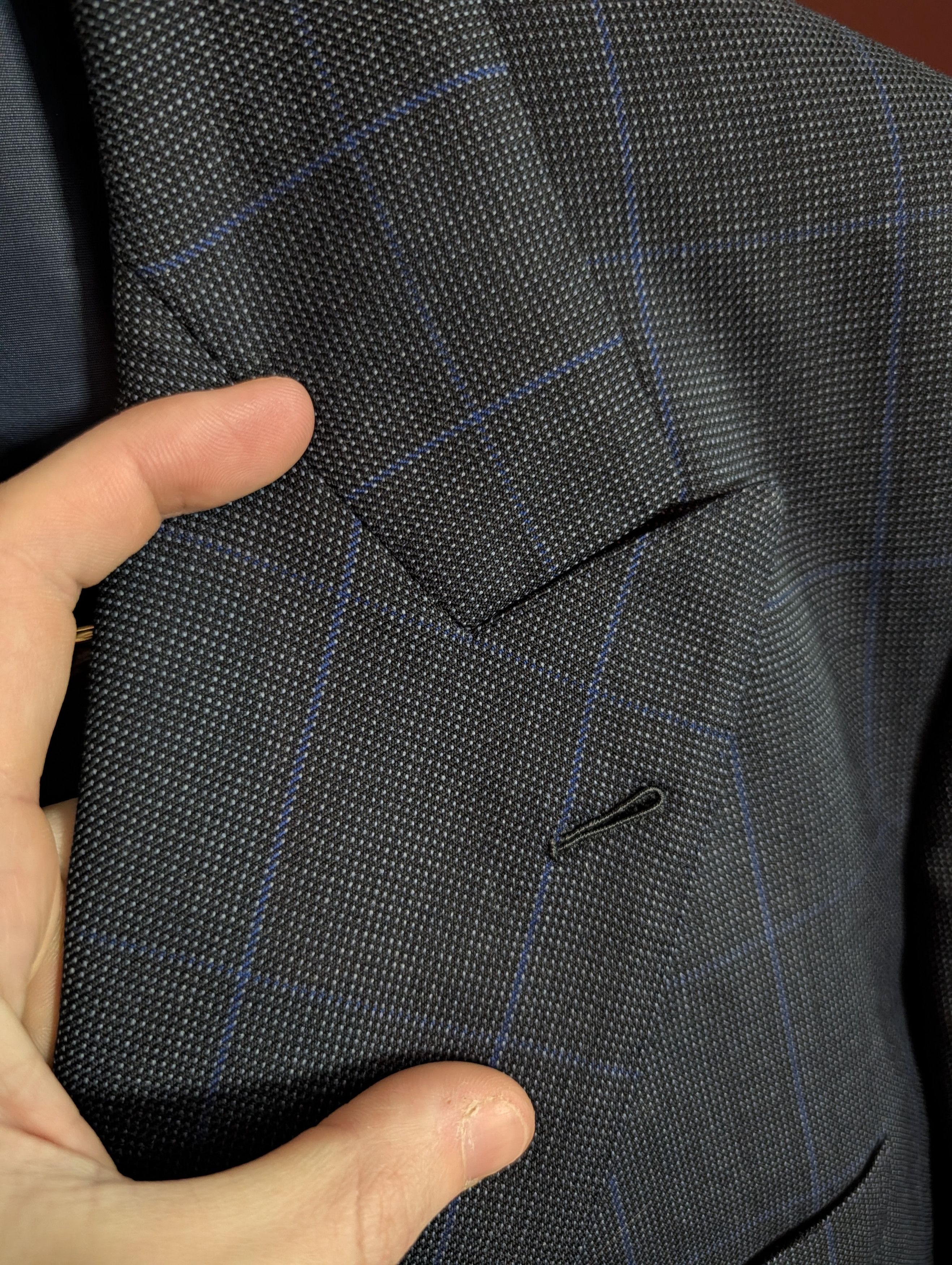 Bespoken NAURA Paris bespoke navy check double breasted jacket Size 44R - 3 Thumbnail