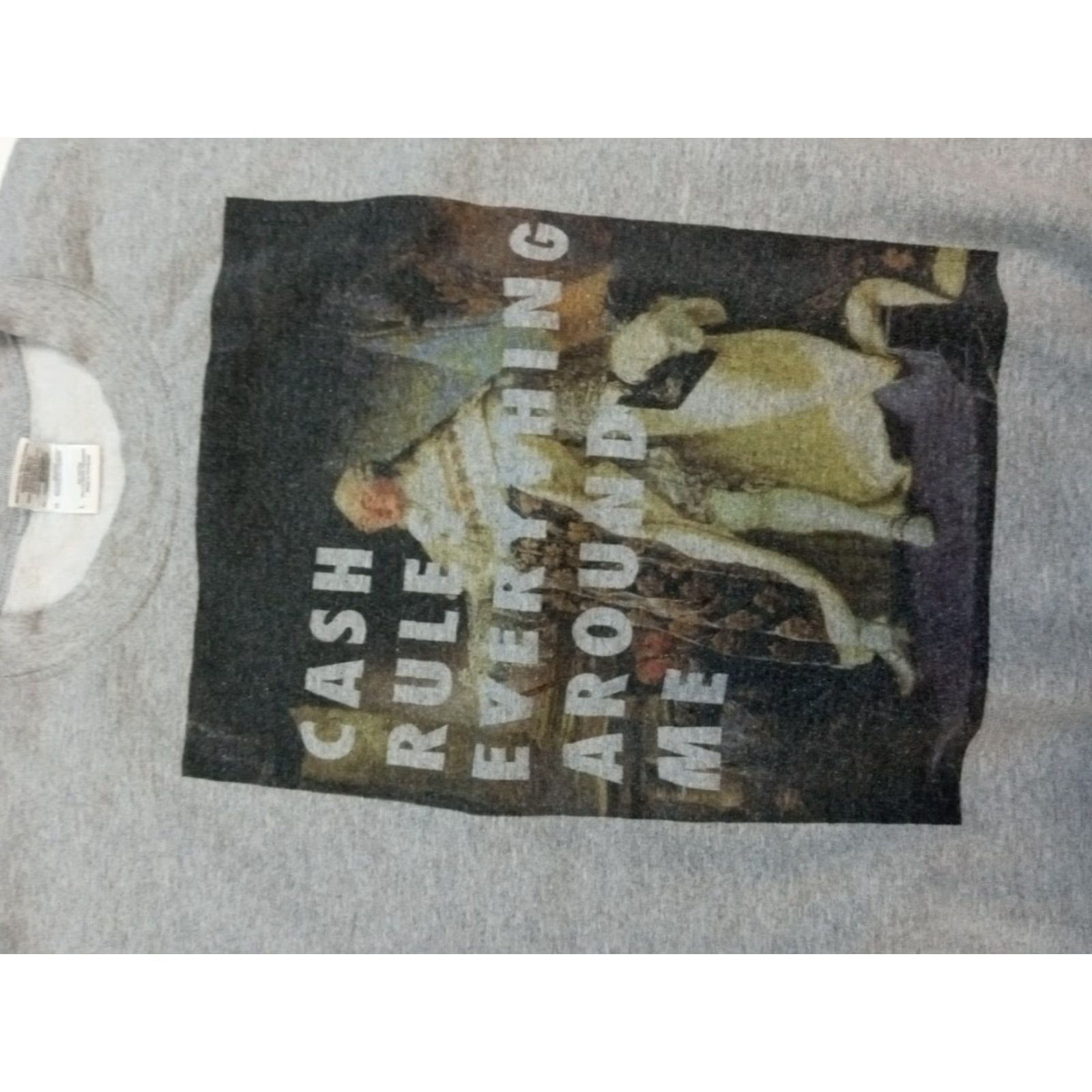 Gildan Gildan Sweatshirt Pullover Cream Gray L Men 48" Chest Cash Rule Everything Around Me Size US L / EU 52-54 / 3 - 5 Thumbnail