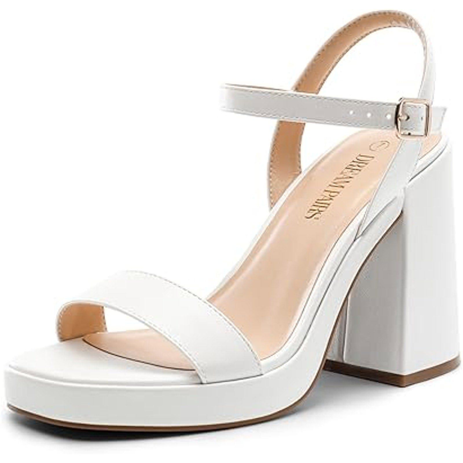 Other Dream Pairs Women’s Size 8 White 4.5" Chunky Heel Shoes Size US 8 / IT 38 - 1 Thumbnail