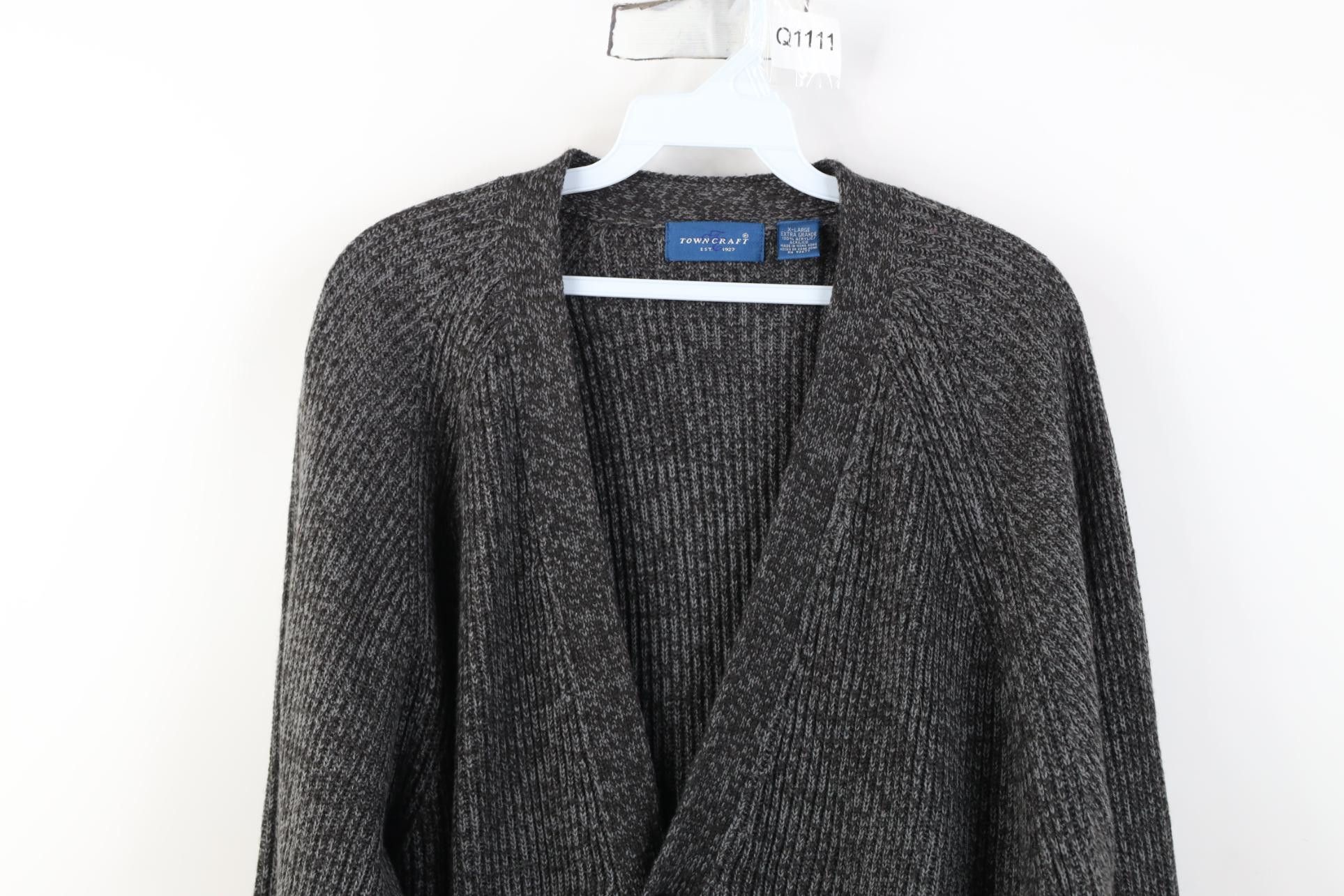 Vintage Vintage 90s Streetwear Ribbed Knit Cardigan Sweater Gray Size US XL / EU 56 / 4 - 2 Thumbnail