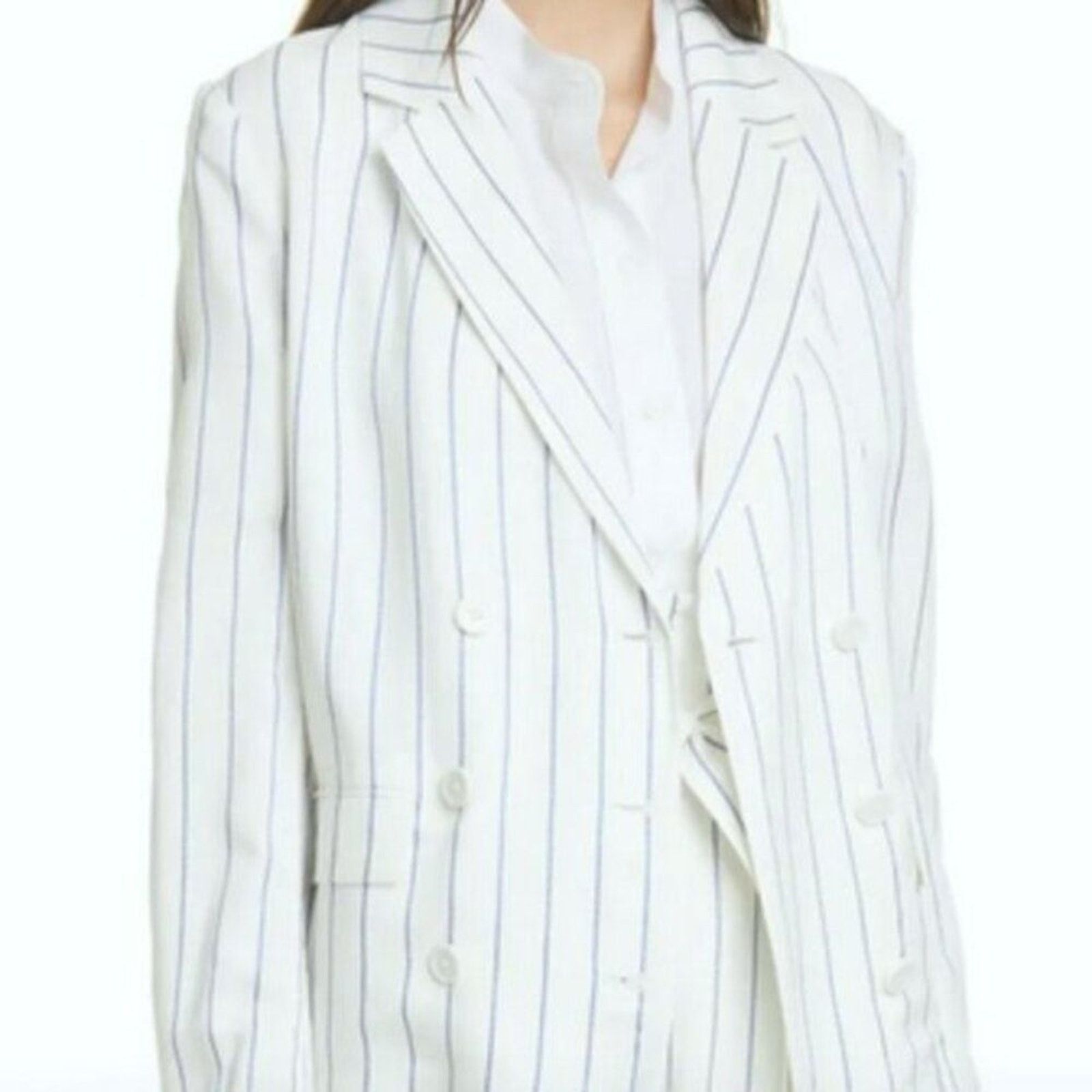 Equipment Equipment Gael Double Breasted Stripe Print Blazer white Size XL / US 12-14 / IT 48-50 - 1 Thumbnail