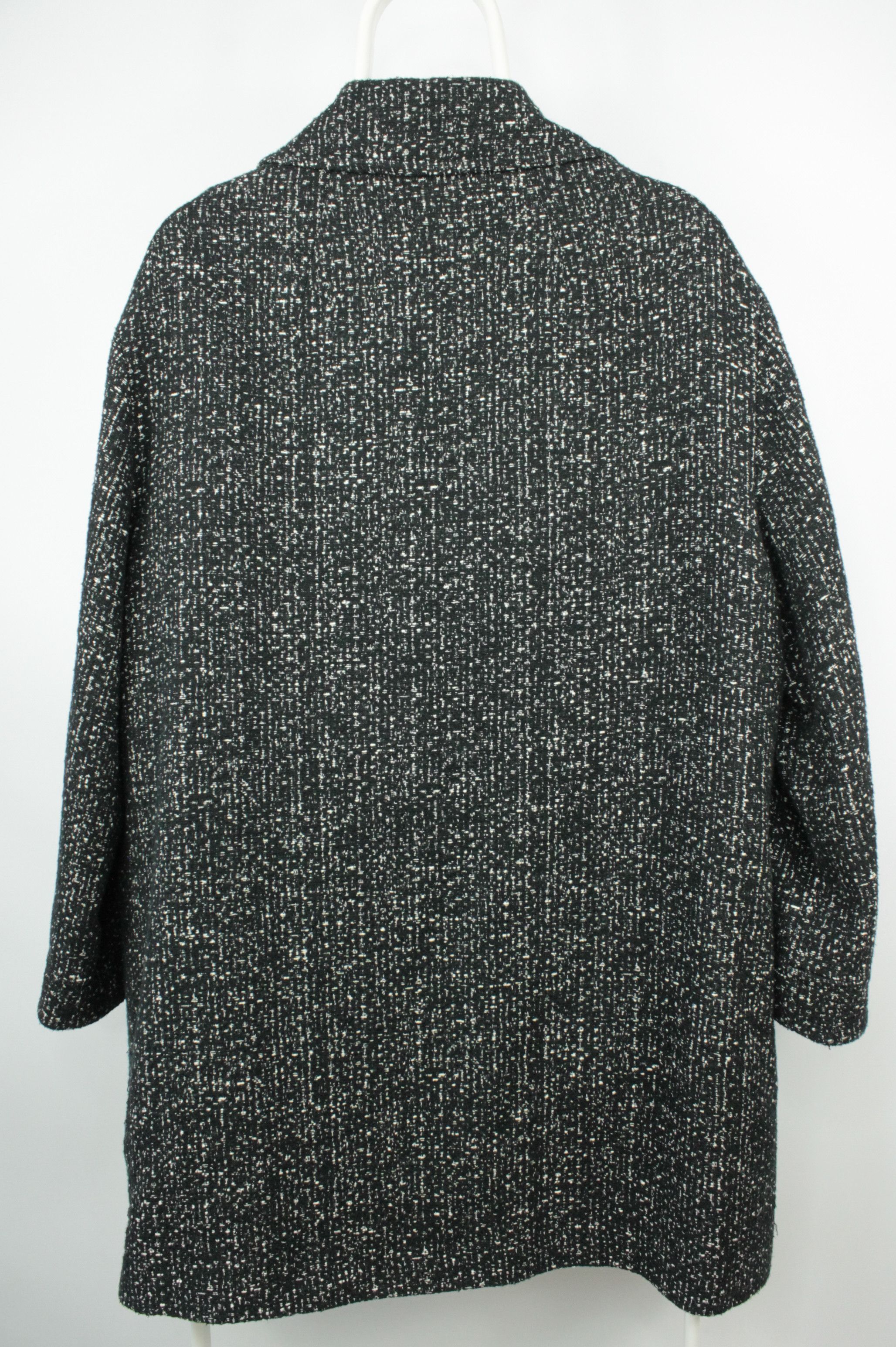 Luisa Cerano Luisa Cerano Tweed Style Black Cotton Oversized Coat Jacket Size M / US 6-8 / IT 42-44 - 6 Thumbnail