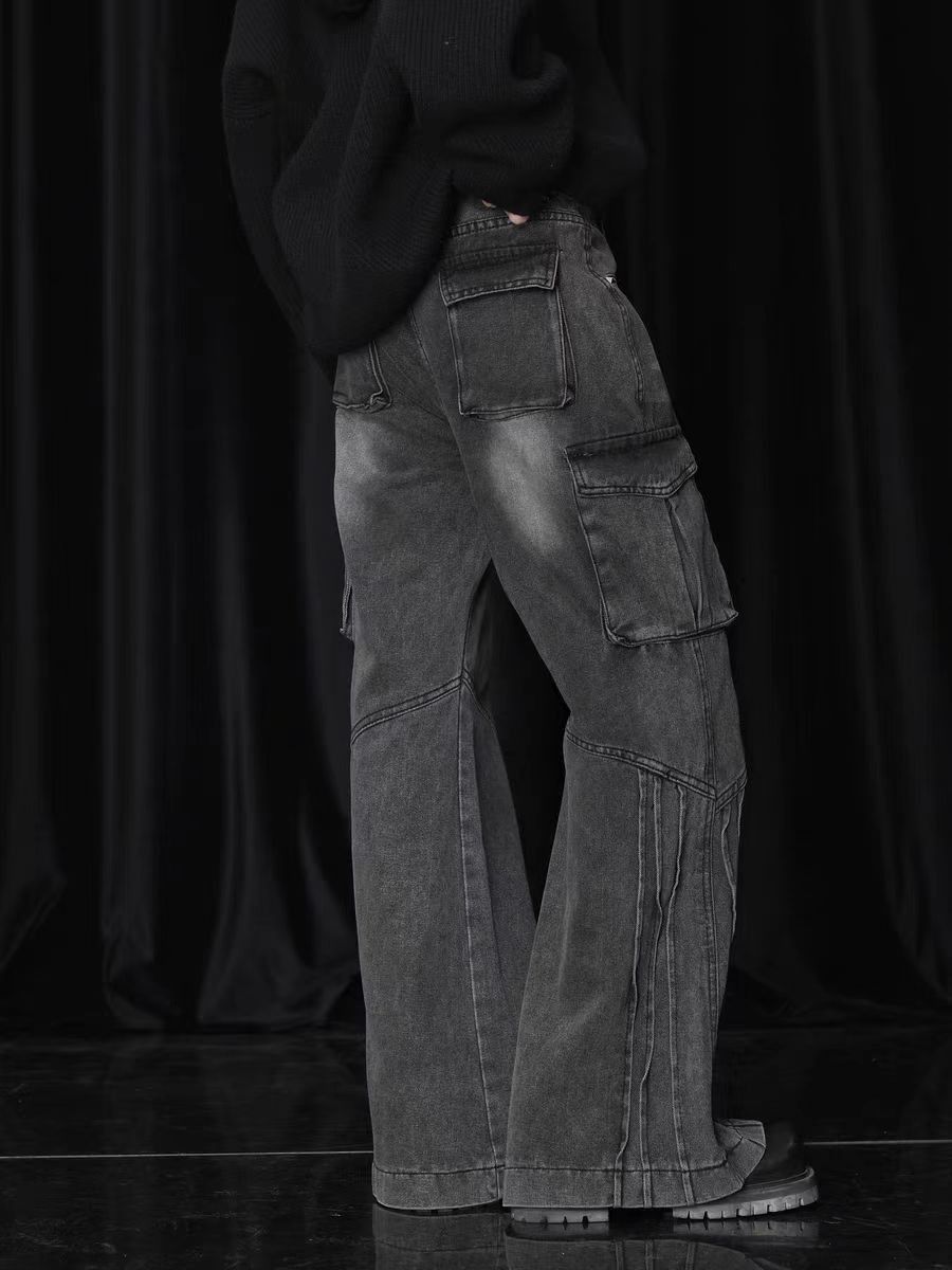 Japanese Brand × Jean Washed vintage side pocket design bootcut baggy jeans Size US 34 / EU 50 - 3 Thumbnail