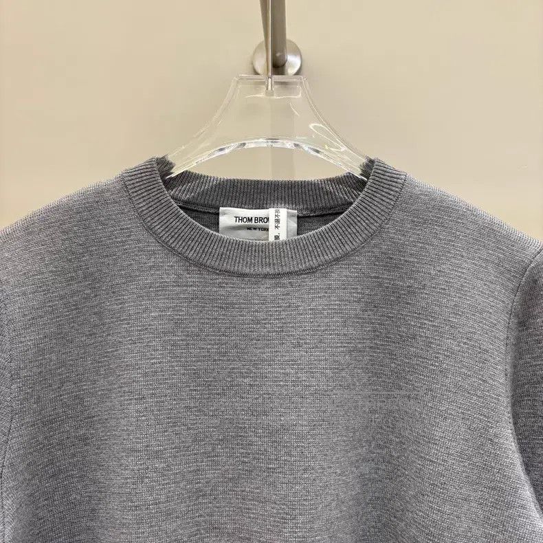 Thom Browne Thom Browne Light gray knit cotton crewneck Size US S / EU 44-46 / 1 - 3 Thumbnail