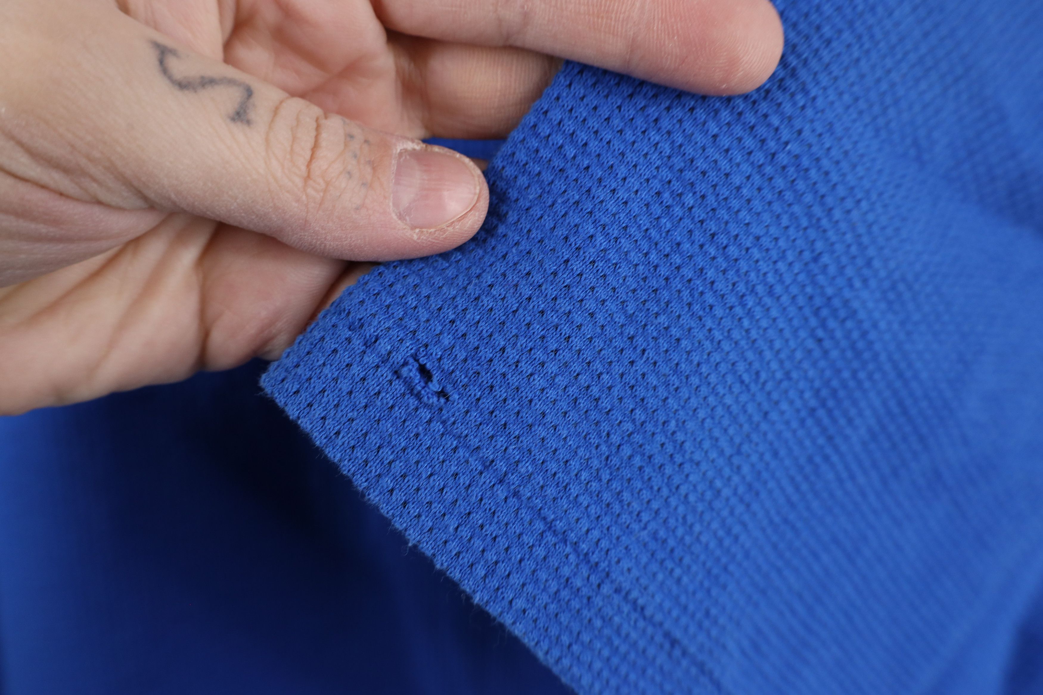 Majestic × Vintage Vintage 90s Majestic Blank Mesh Knit Polo Shirt Blue USA Size US L / EU 52-54 / 3 - 8 Thumbnail