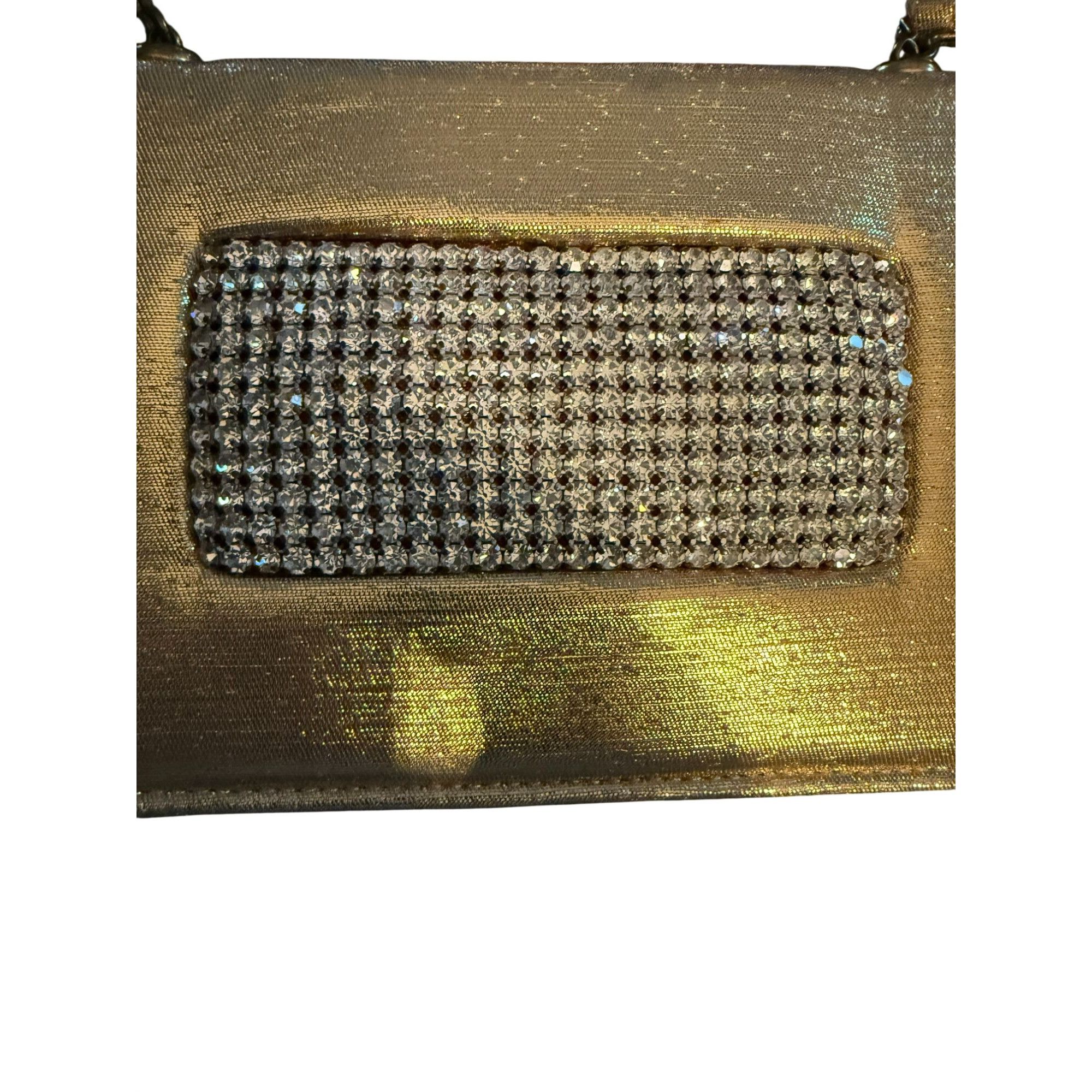 Other Vintage Gold Evening Clutch Purse With Rhinestone Accent For Size ONE SIZE - 2 Thumbnail