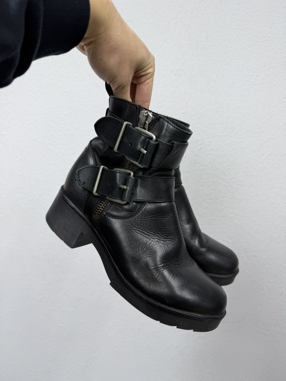 Vintage Vintage Italian AS 98 Rick Owens Style Leather Biker Boots Size US 6.5 / EU 39-40 - 8 Thumbnail
