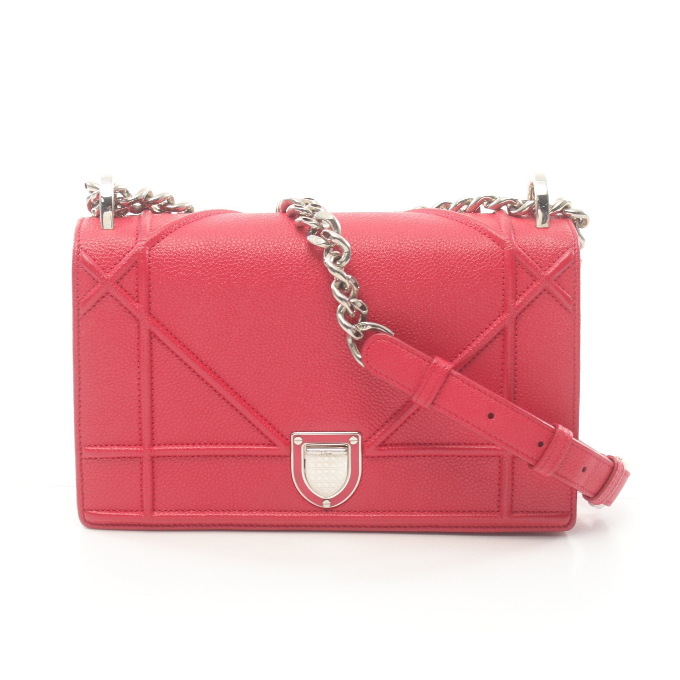 Dior Dior Diorama Chain Shoulder Bag Leather Red Size ONE SIZE - 1 Thumbnail