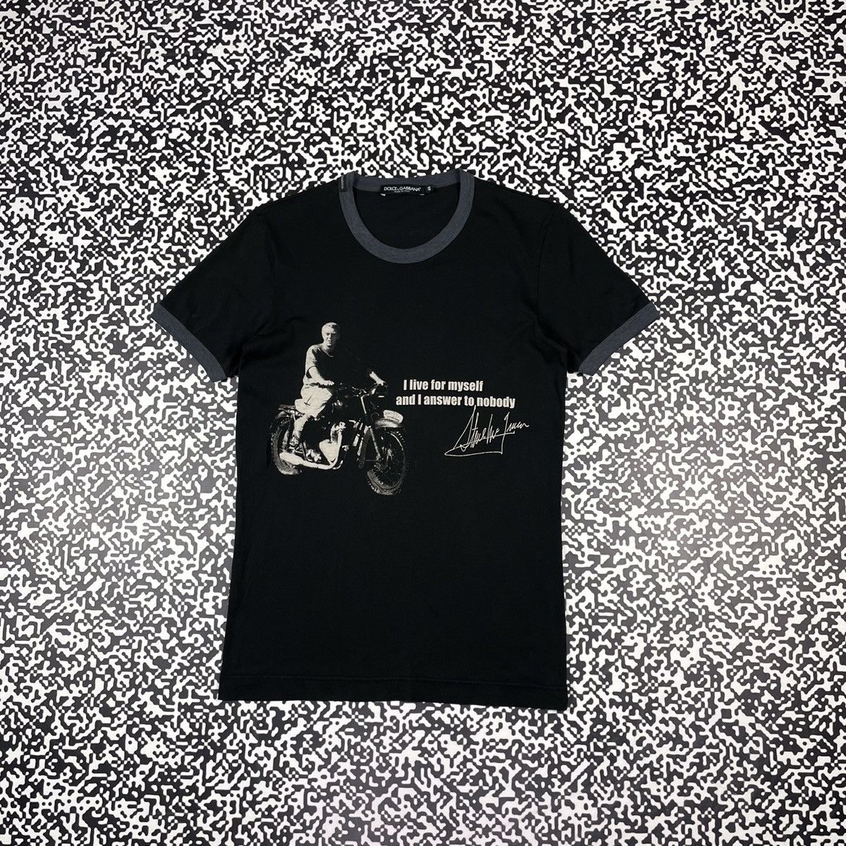 image of Vintage Y2K Dolce Gabbana Steve Mcqueen Art Luxury T-Shirt in Black, Men's (Size Medium)