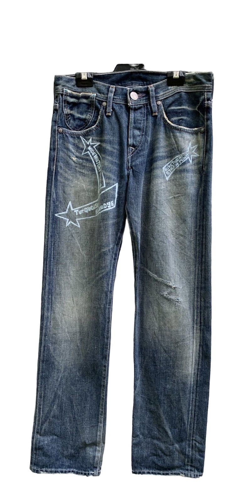 image of Distressed Denim x Levis Red Tab Distressed Selvedge Denim Pants in Blue, Men's (Size 29)