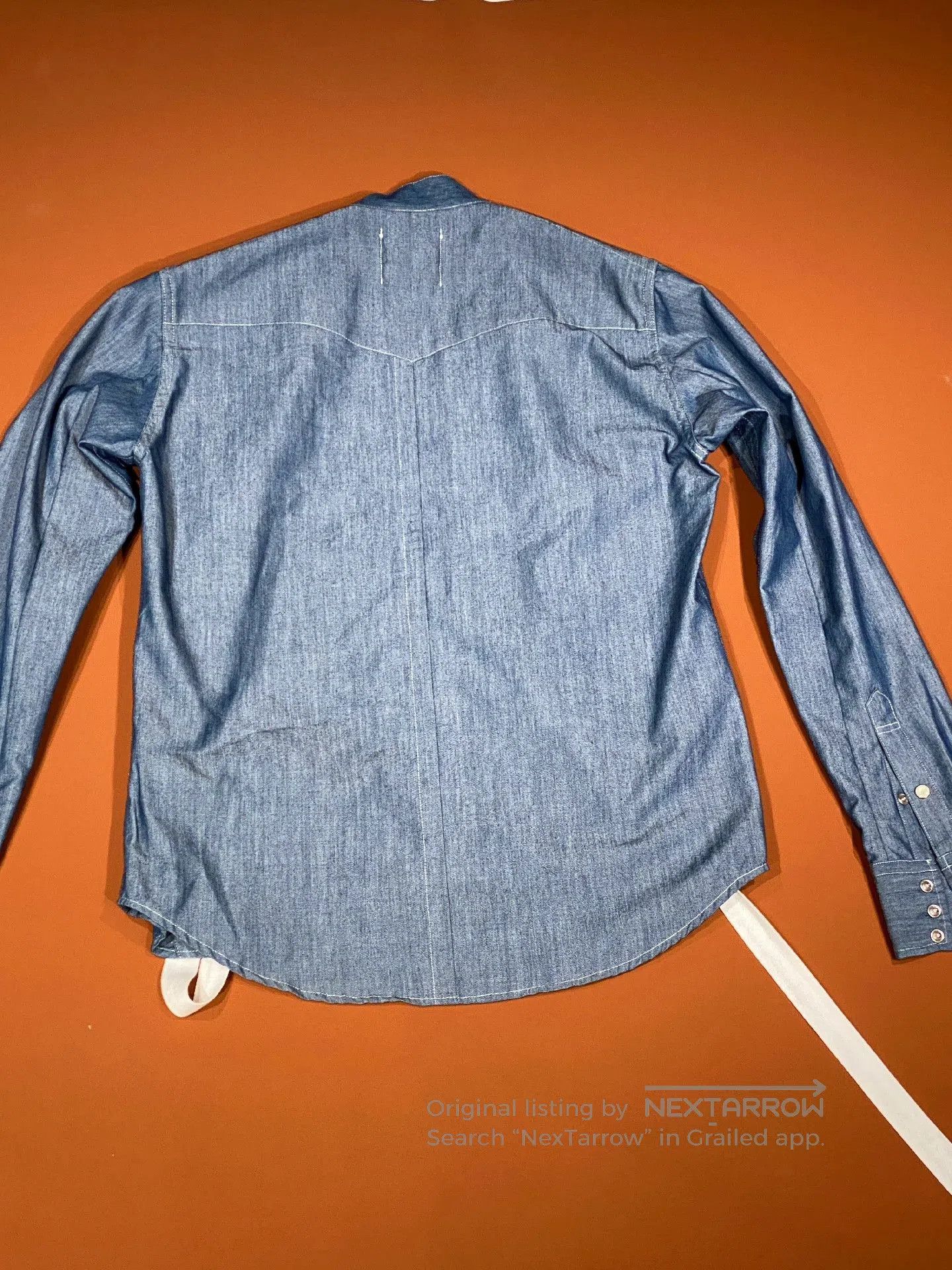 Takahiromiyashita The Soloist. TAKAHIROMIYA.SHITA Light Denim Ribbon Shirt. Size US S / EU 44-46 / 1 - 2 Thumbnail