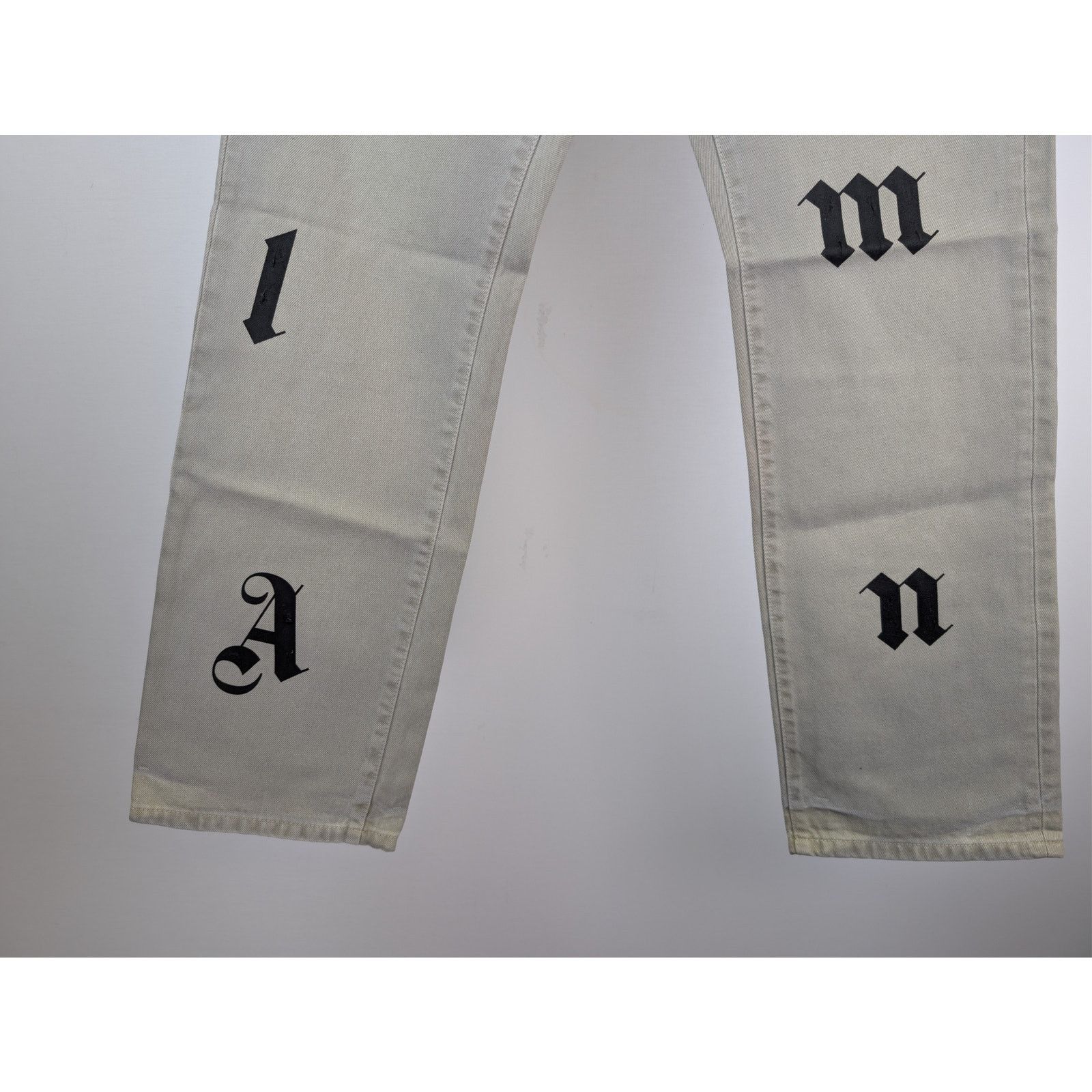 Palm Angels o1rshd1 Bull Logo Patch 5 Pockets Denim Pants in Light Beige Size US 31 - 4 Thumbnail