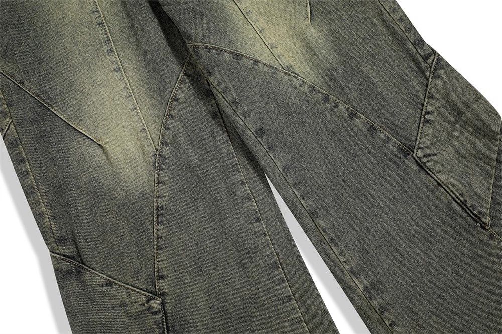 Japanese Brand Men's oversize patchwork loose straight washed work jeans Size US 32 / EU 48 - 6 Thumbnail