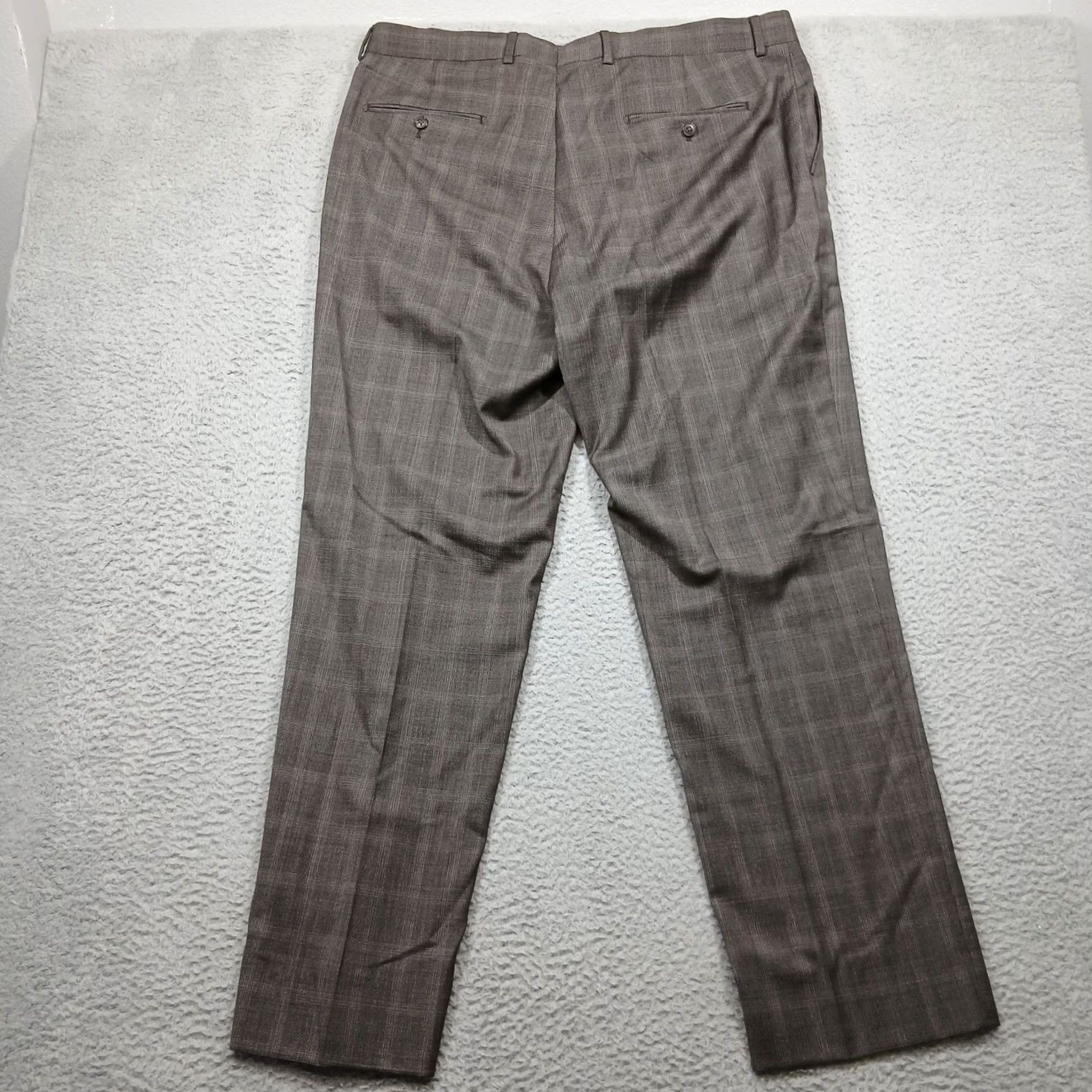 Joseph Abboud Joseph Abboud Heritage Dress Pants Men's 40 Gray Plaid Wool Reda Super 110's Flat Front Straight Inseam 33 in Regular Size US 40 / EU 56 - 3 Thumbnail