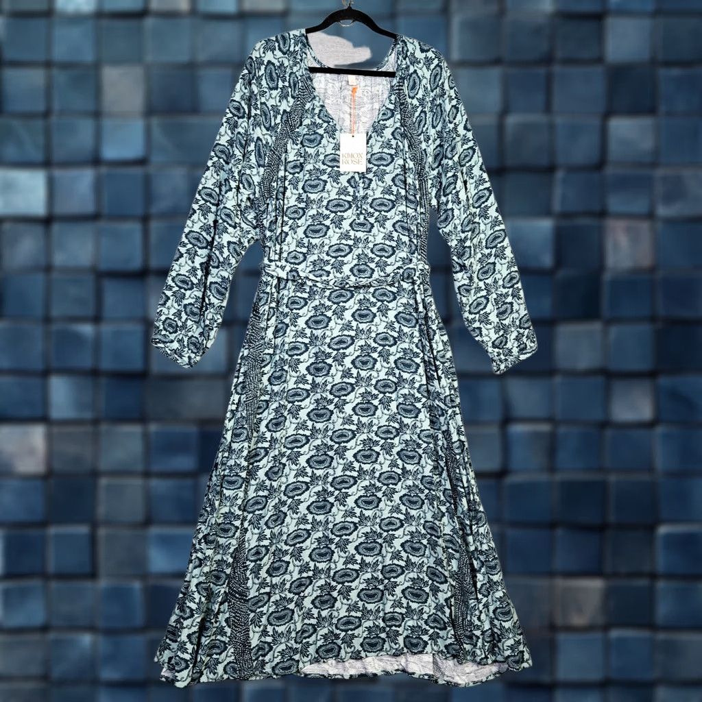 Vintage Knox Rose Dress Blue Floral Long Sleeve XL Womens A-Line Bohemian NWT V-Neck Pockets Lightweight All Season Casual Size XL Size XL / US 12-14 / IT 48-50 - 1 Thumbnail