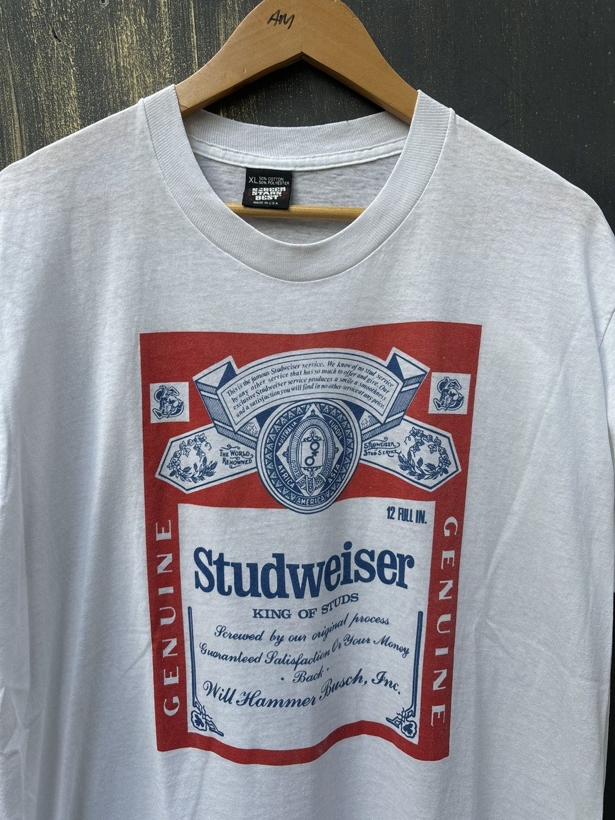 Budweiser × Vintage RARE! Vintage 90’s Parody Studweiser Budweiser Art Size US XL / EU 56 / 4 - 5 Thumbnail