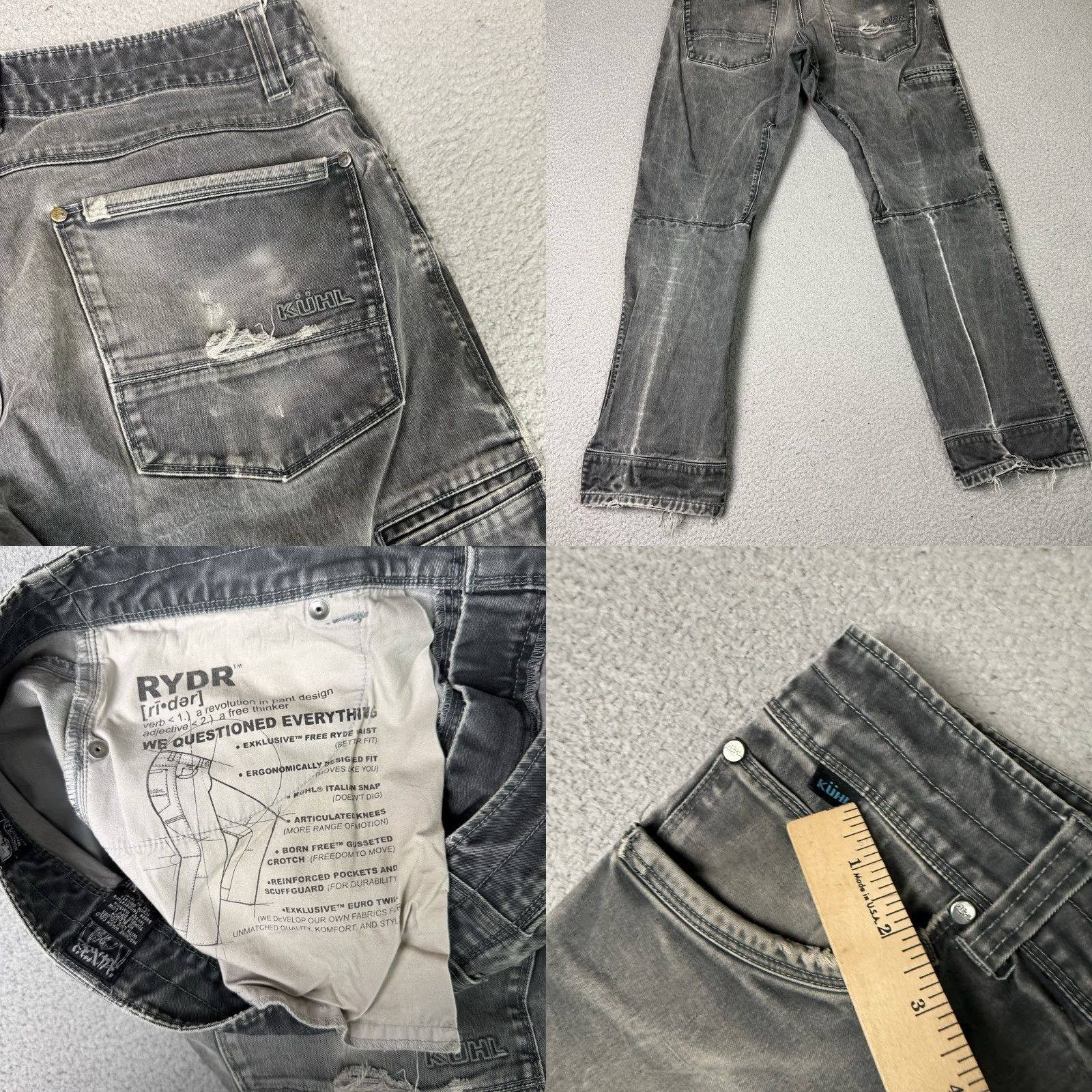 Vintage Kuhl Rydr Pants Mens 34x32 Gray Vintage Patina Dye Hiking Outdoors Distressed Size US 34 / EU 50 - 8 Thumbnail