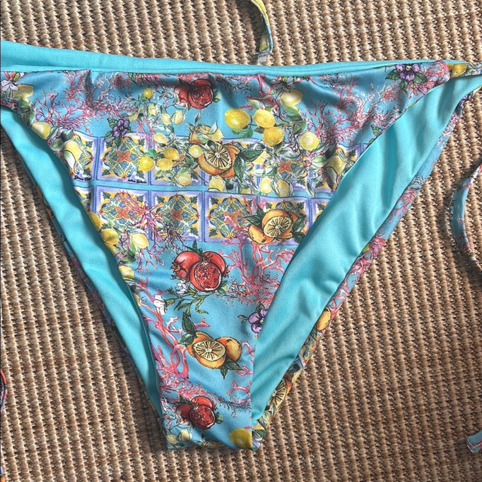 Other NWT Antica Sartoria Positano Blue Floral String Tie Bikini L Size ONE SIZE - 9 Thumbnail
