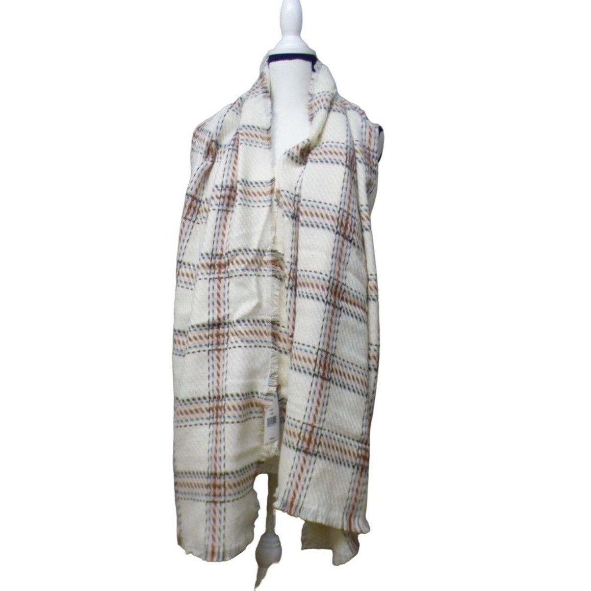 Other Cejon Heritage Plaid Blanket Scarf/ Wrap, 20”x76”, Ivory Size ONE SIZE - 11 Thumbnail