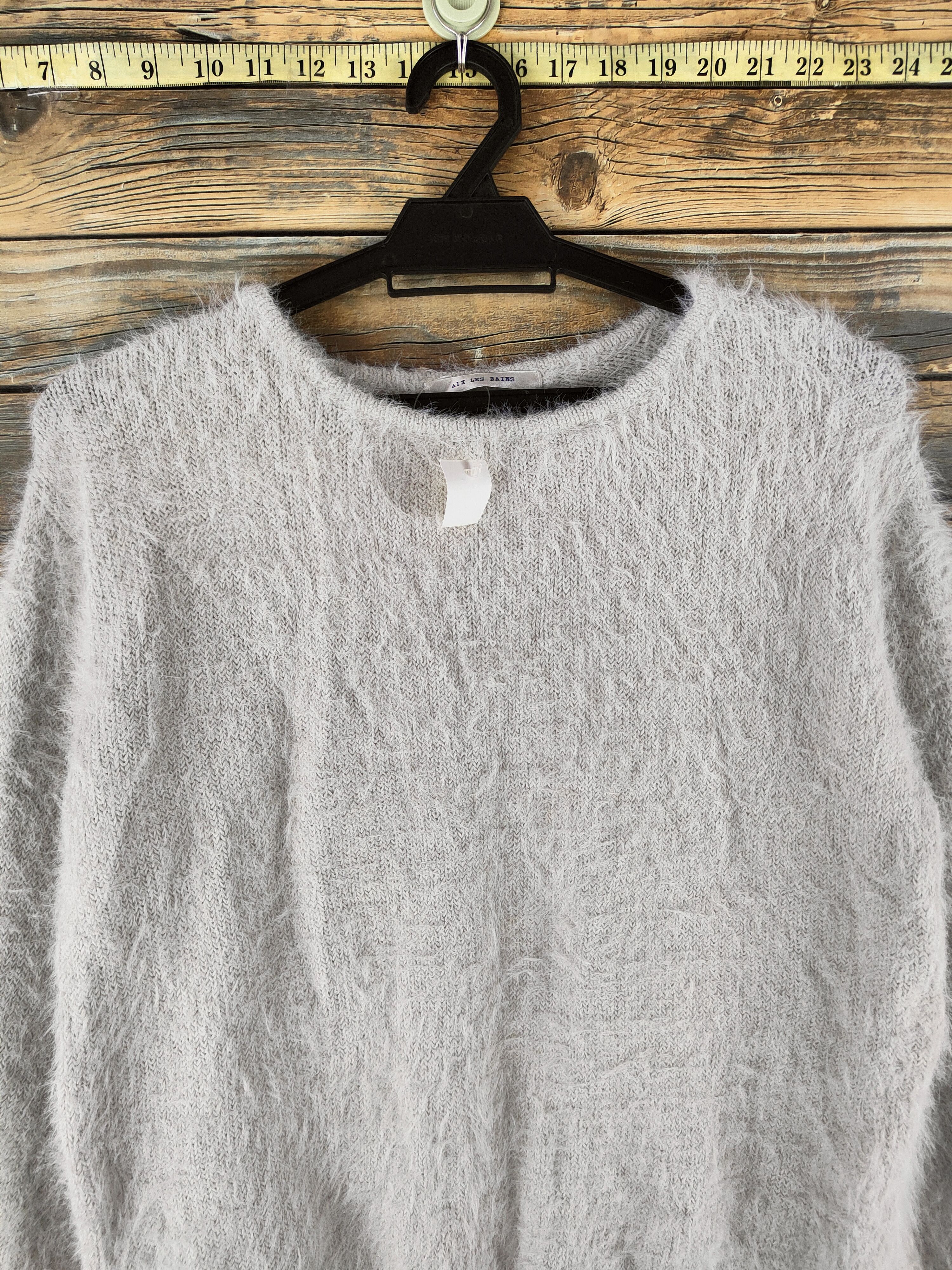 Japanese Brand DL Aix Les Bains Gray shaggy Fur Mohair Knitwear #46-491 Size S / US 4 / IT 40 - 2 Thumbnail