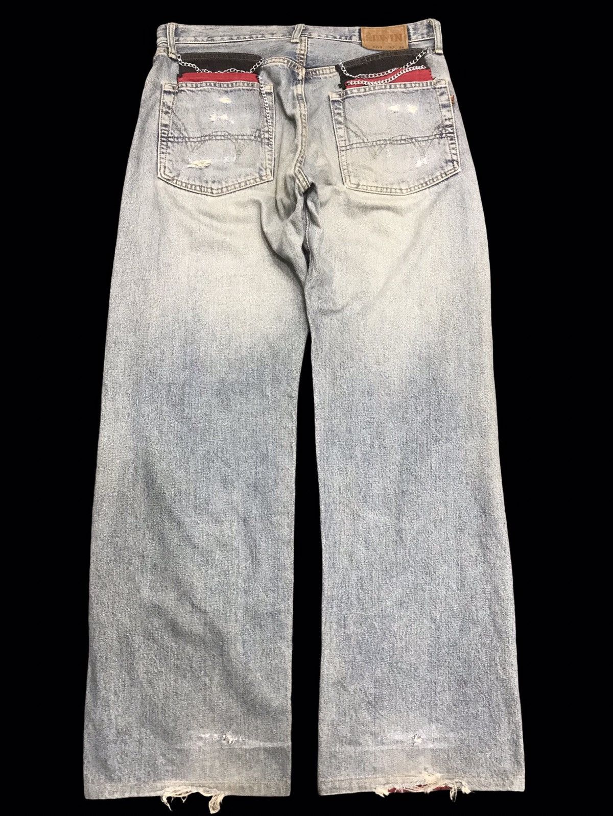 Edwin 💥BAGGY💥VINTAGE EDWIN DSTRESSD WIDE BAGGY CUSTOM DENIM F327 Size US 33 - 2 Thumbnail
