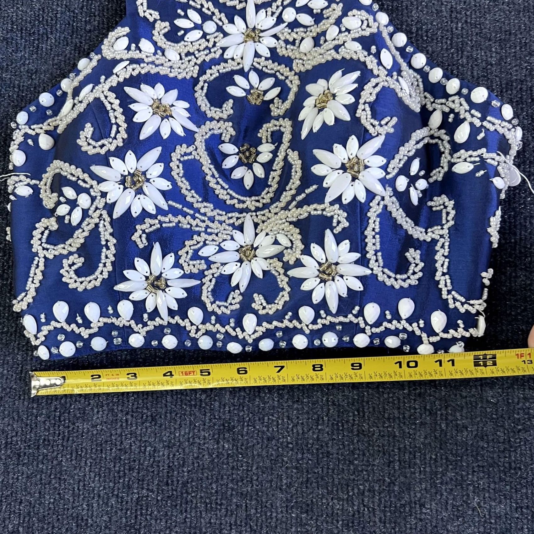Vintage VINTAGE Embellished Crop Shirt Womens Small Blue Beaded Floral Formal Halter Top Size XS / US 0-2 / IT 36-38 - 6 Thumbnail