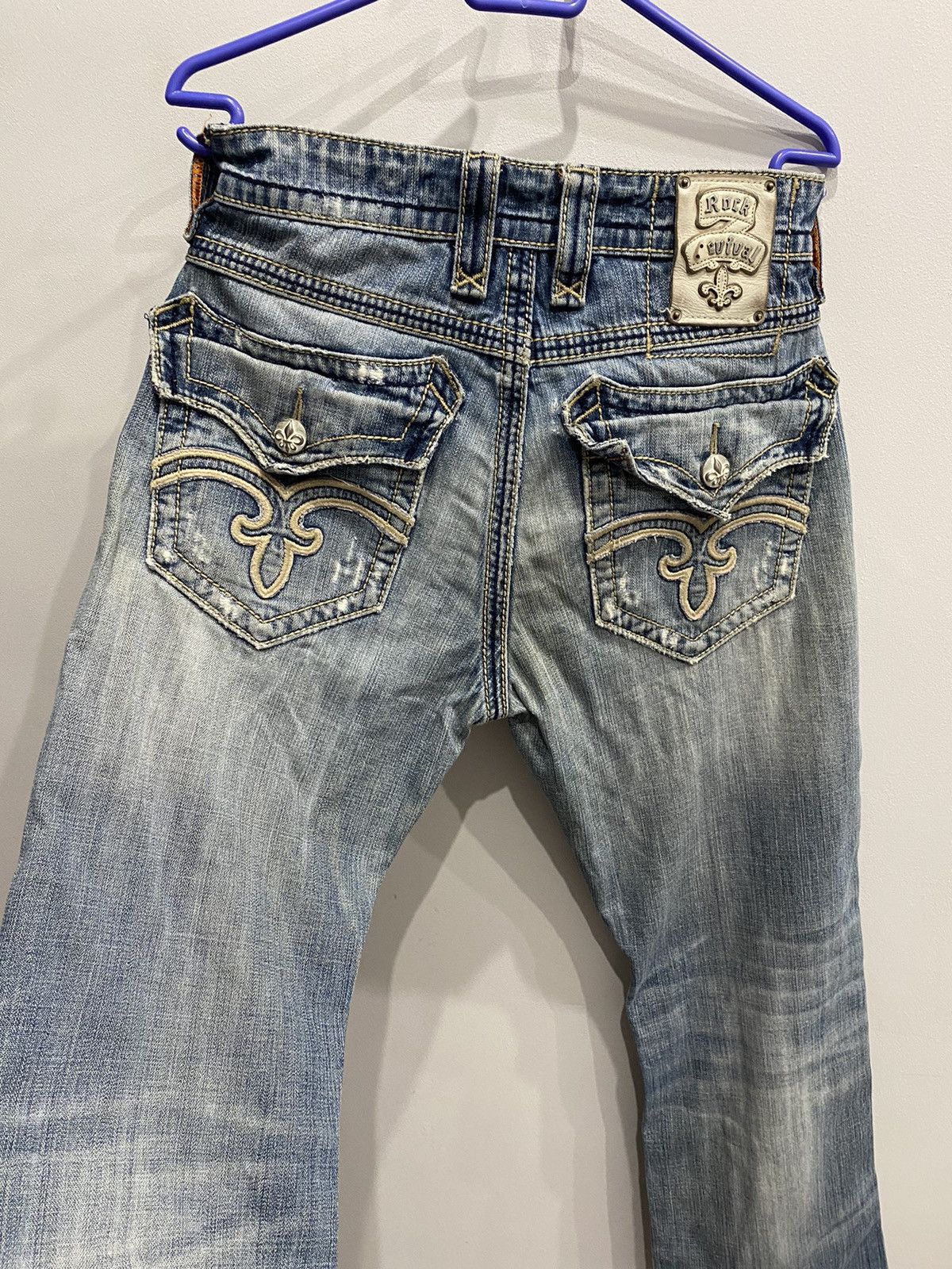 Rock Revival Vintage Rock Revival Distressed Fleur-de-Lis Denim Jeans Y2K Size US 31 - 16 Thumbnail