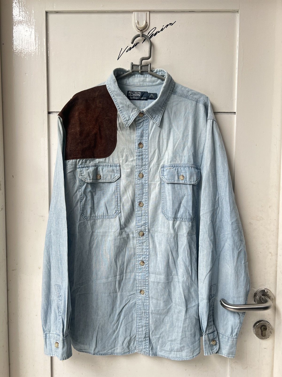 Polo Ralph Lauren POLO Ralph Laurent Leather Suede Chambray Shirt Size US XXL / EU 58 / 5 - 1 Thumbnail